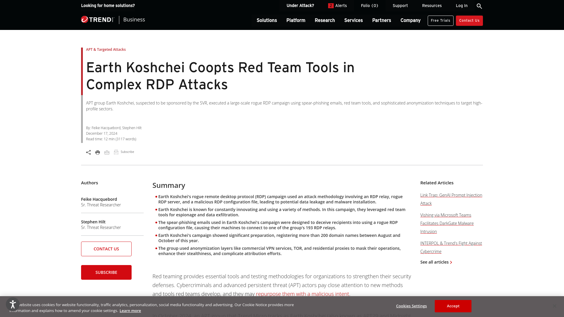 Earth Koshchei Coopts Red Team Tools in Complex RDP Attacks | Trend Micro (US)