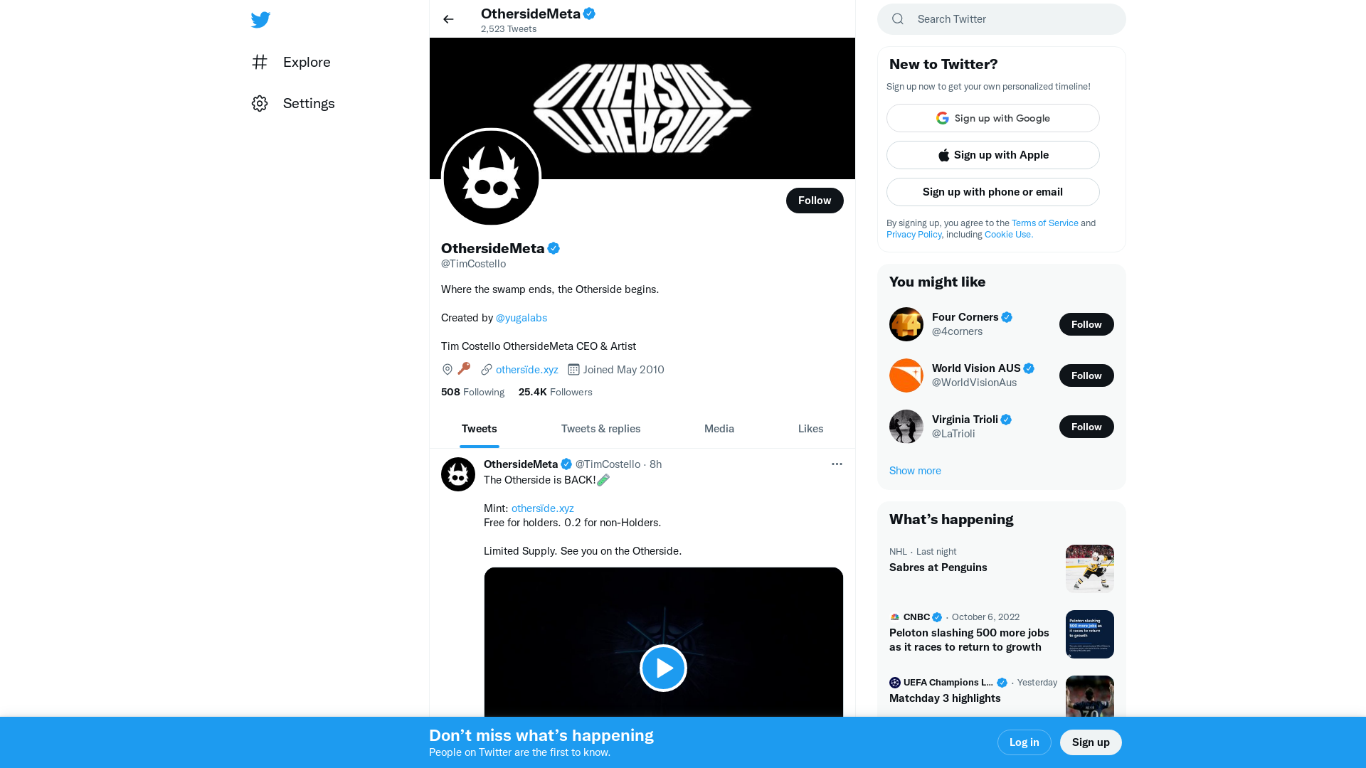 OthersideMeta (@TimCostello) / Twitter