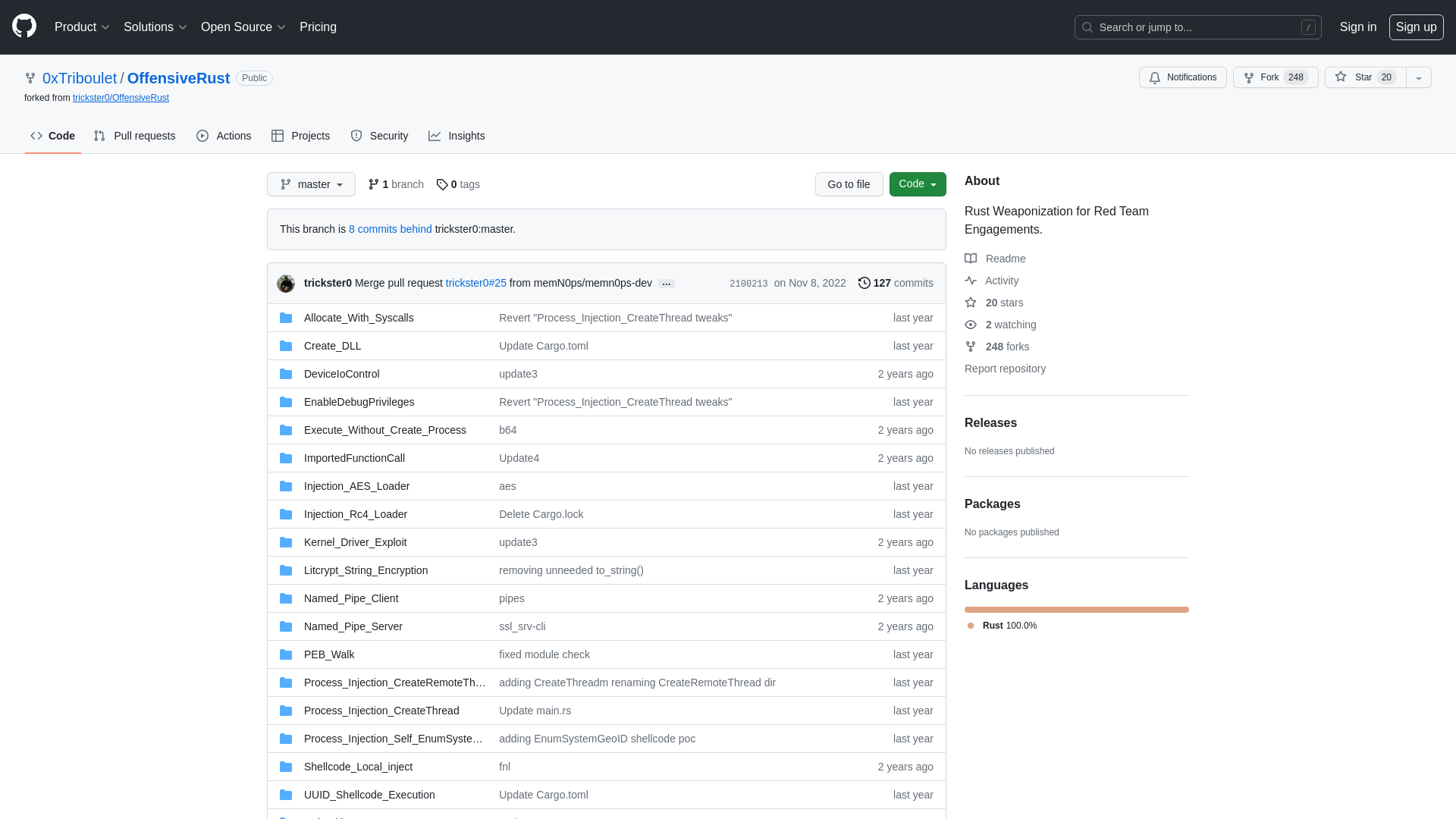 GitHub - 0xTriboulet/OffensiveRust: Rust Weaponization for Red Team Engagements.