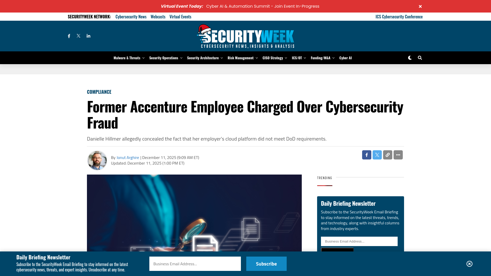 Former Accenture Employee Charged Over Cybersecurity Fraud - SecurityWeek
