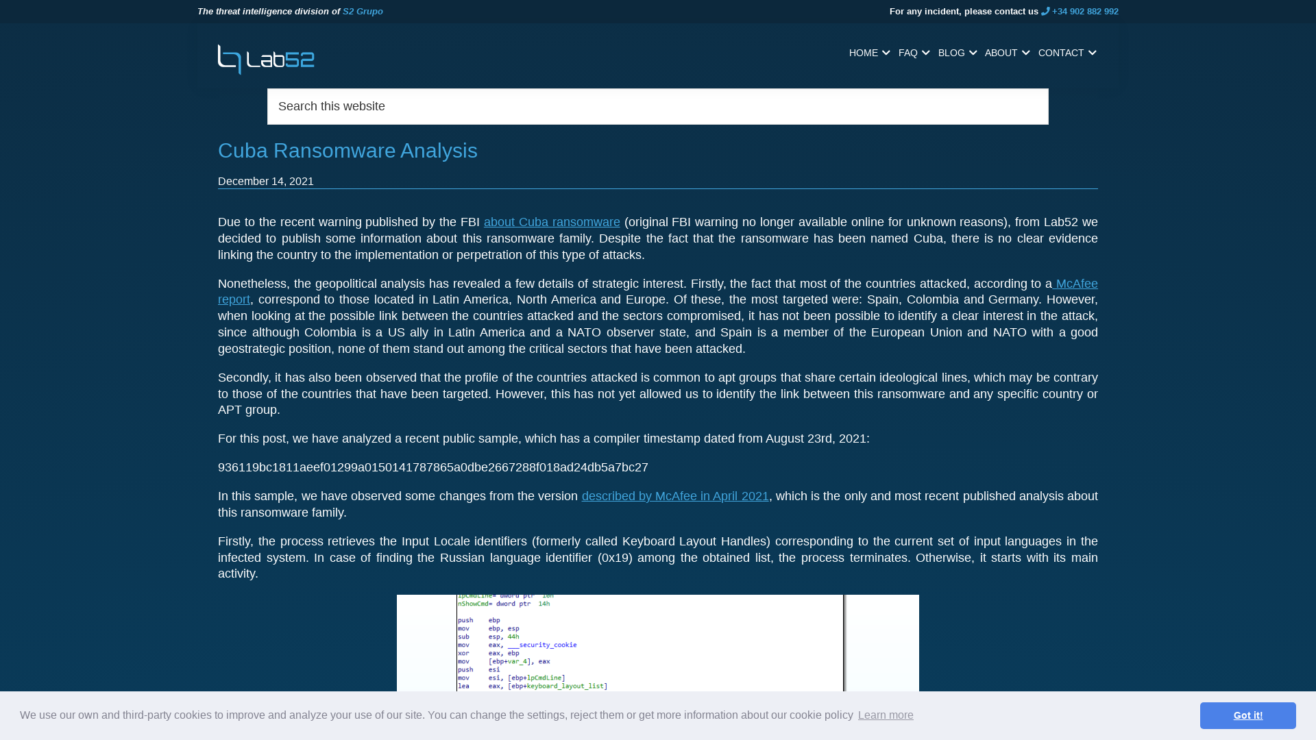 Cuba Ransomware Analysis