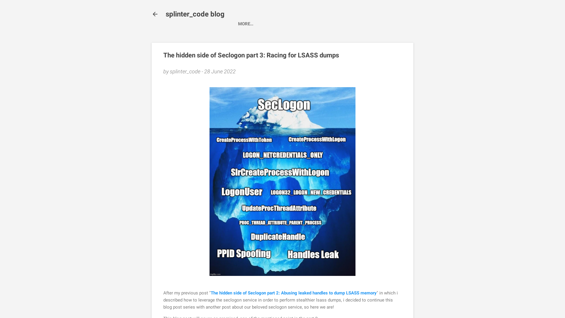 The hidden side of Seclogon part 3: Racing for LSASS dumps