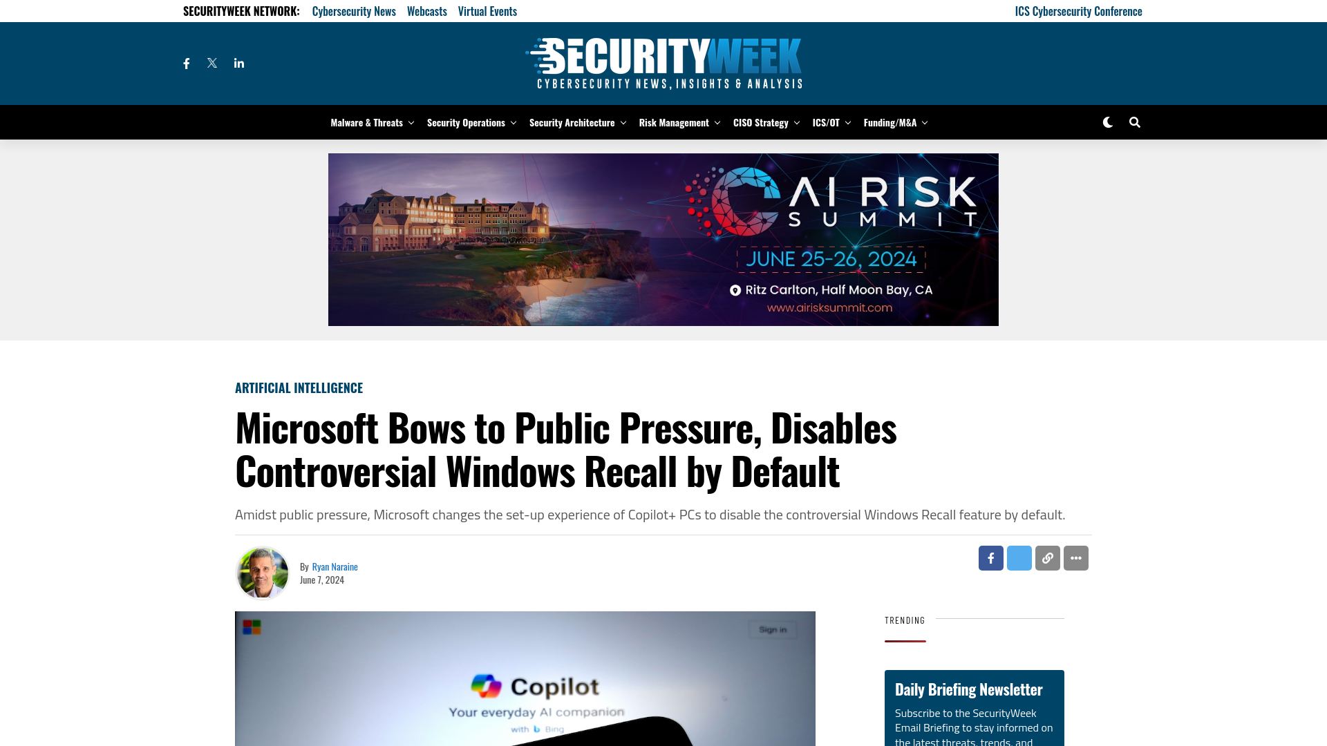 Microsoft Bows to Public Pressure, Disables Controversial Windows Recall by Default - SecurityWeek