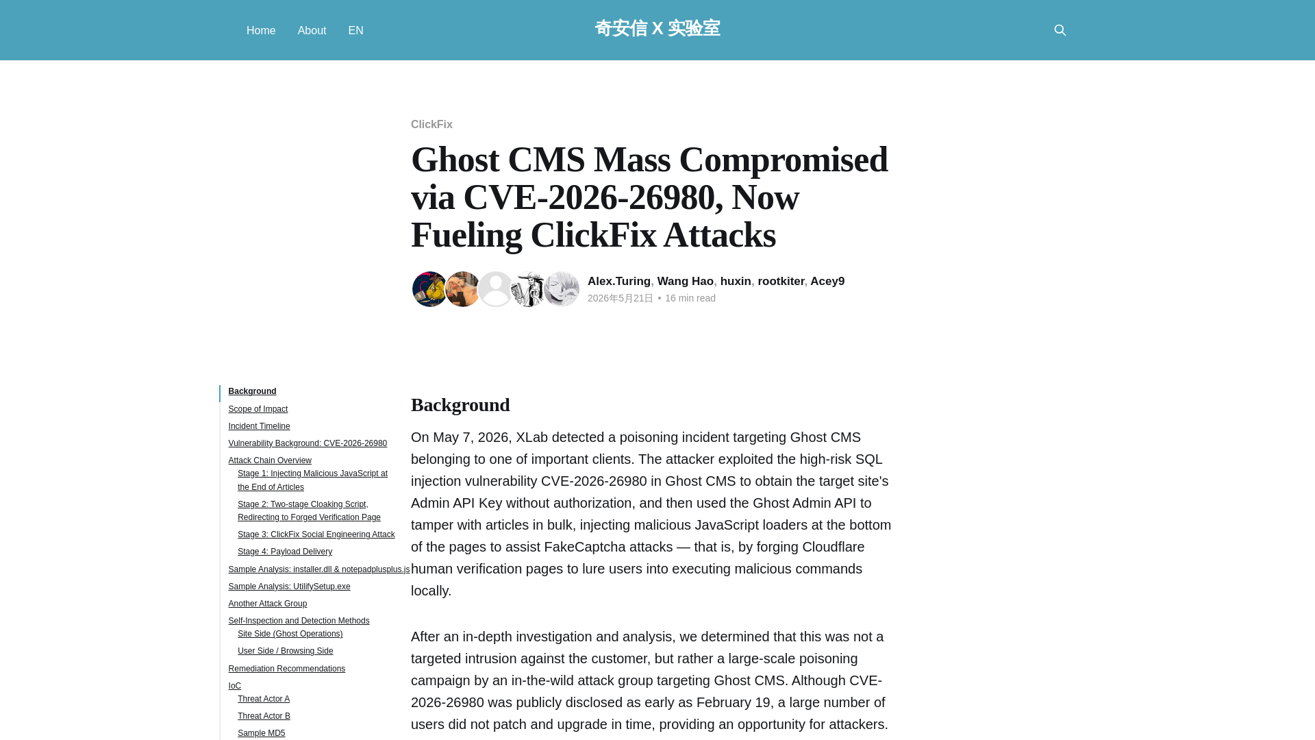 Ghost CMS Mass Compromised via CVE-2026-26980, Now Fueling ClickFix Attacks