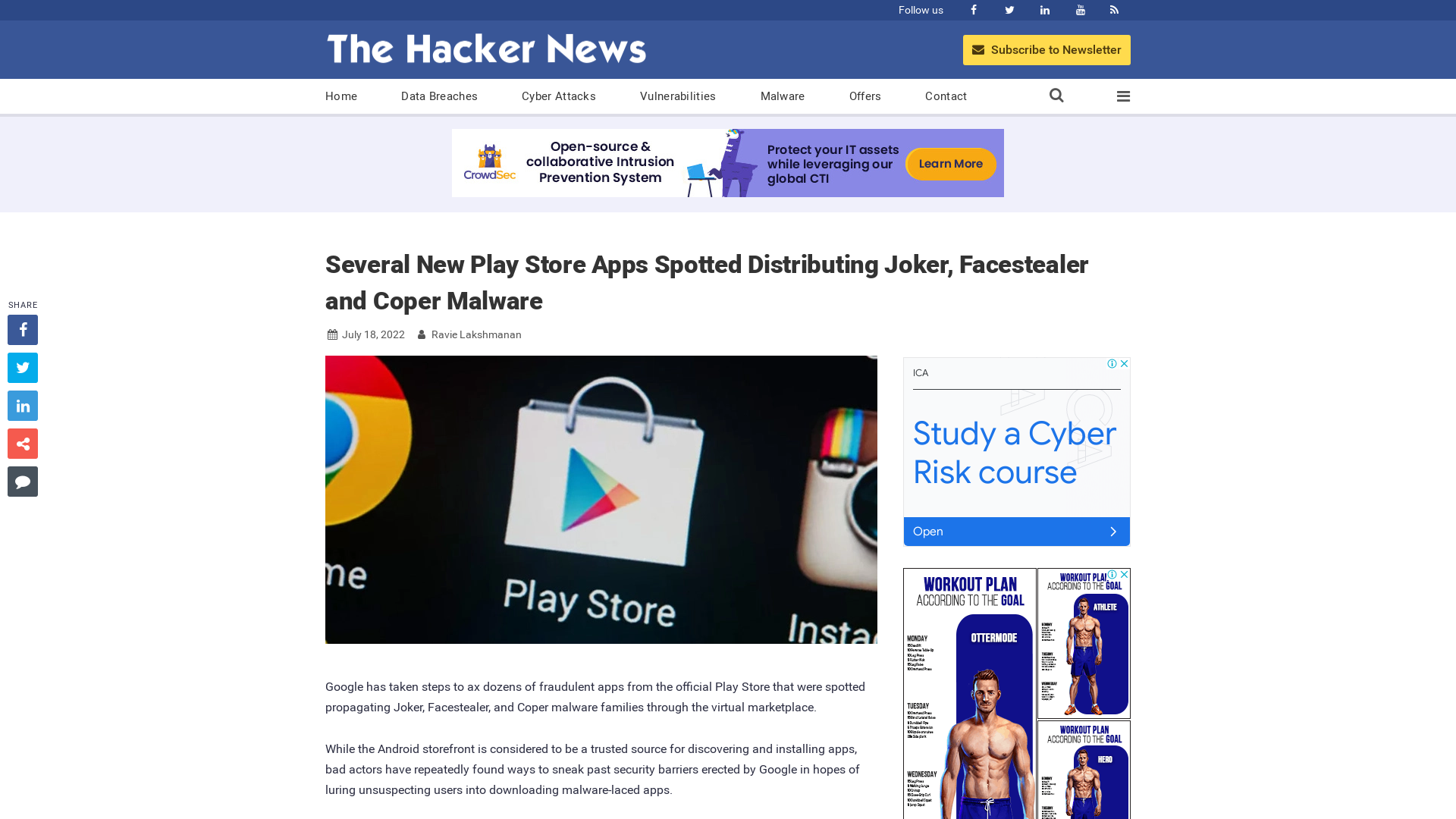 Several New Play Store Apps Spotted Distributing Joker, Facestealer and Coper Malware