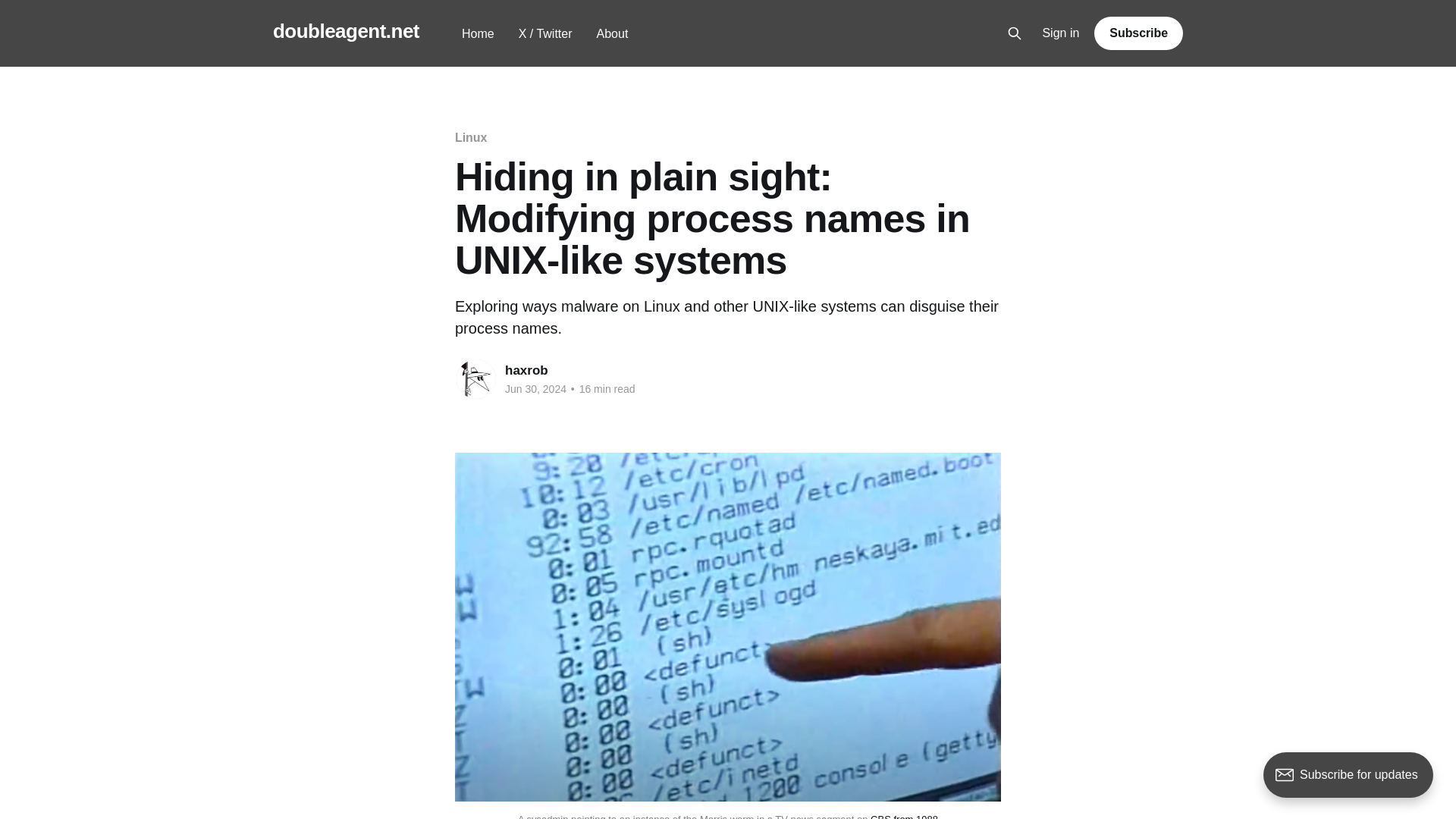 Hiding in plain sight: Modifying process names in UNIX-like systems