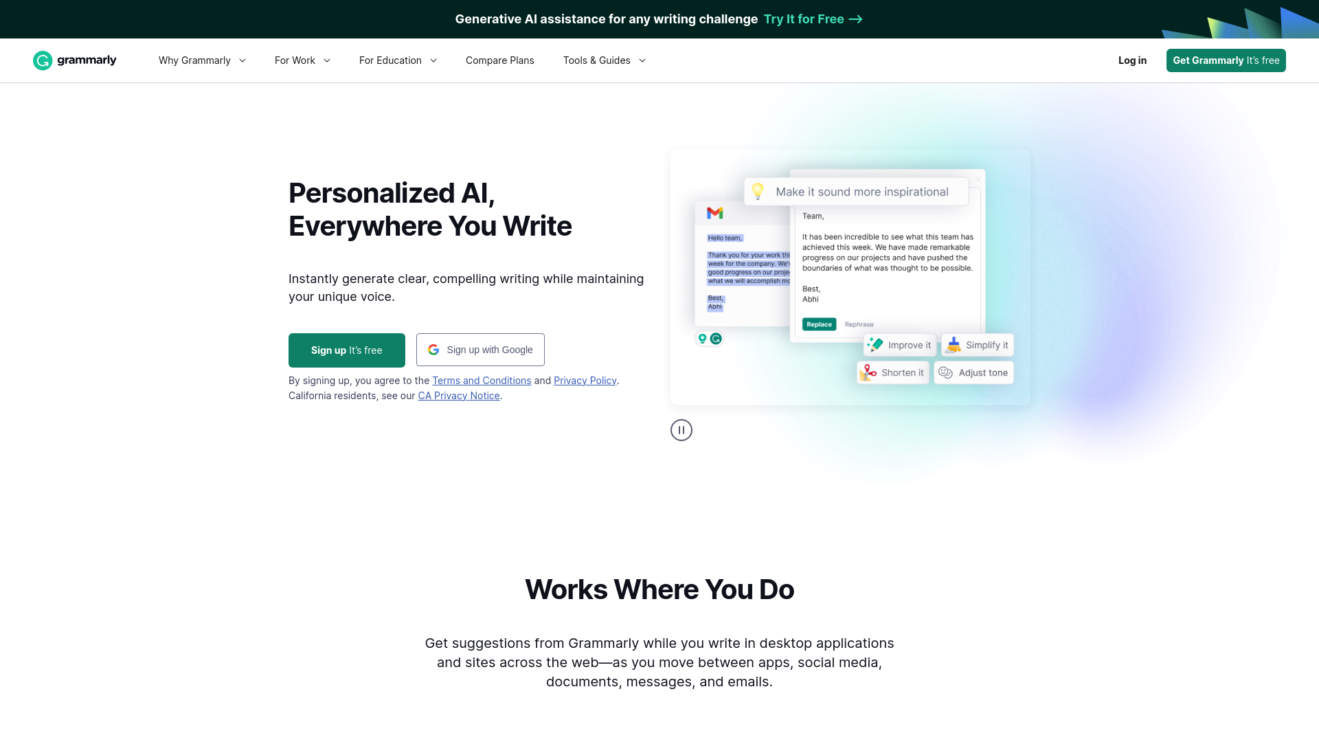 Grammarly: Free Writing AI Assistance