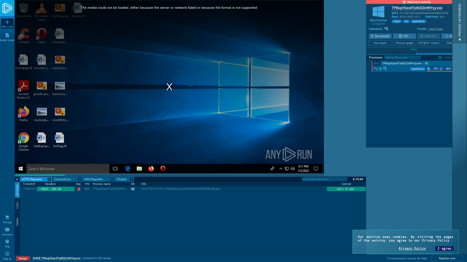TPBxgVQasdTydGQZeWtYyy.exe (MD5: E7176D74B376AEBDA003D30E8B9707FB) - Interactive analysis - ANY.RUN