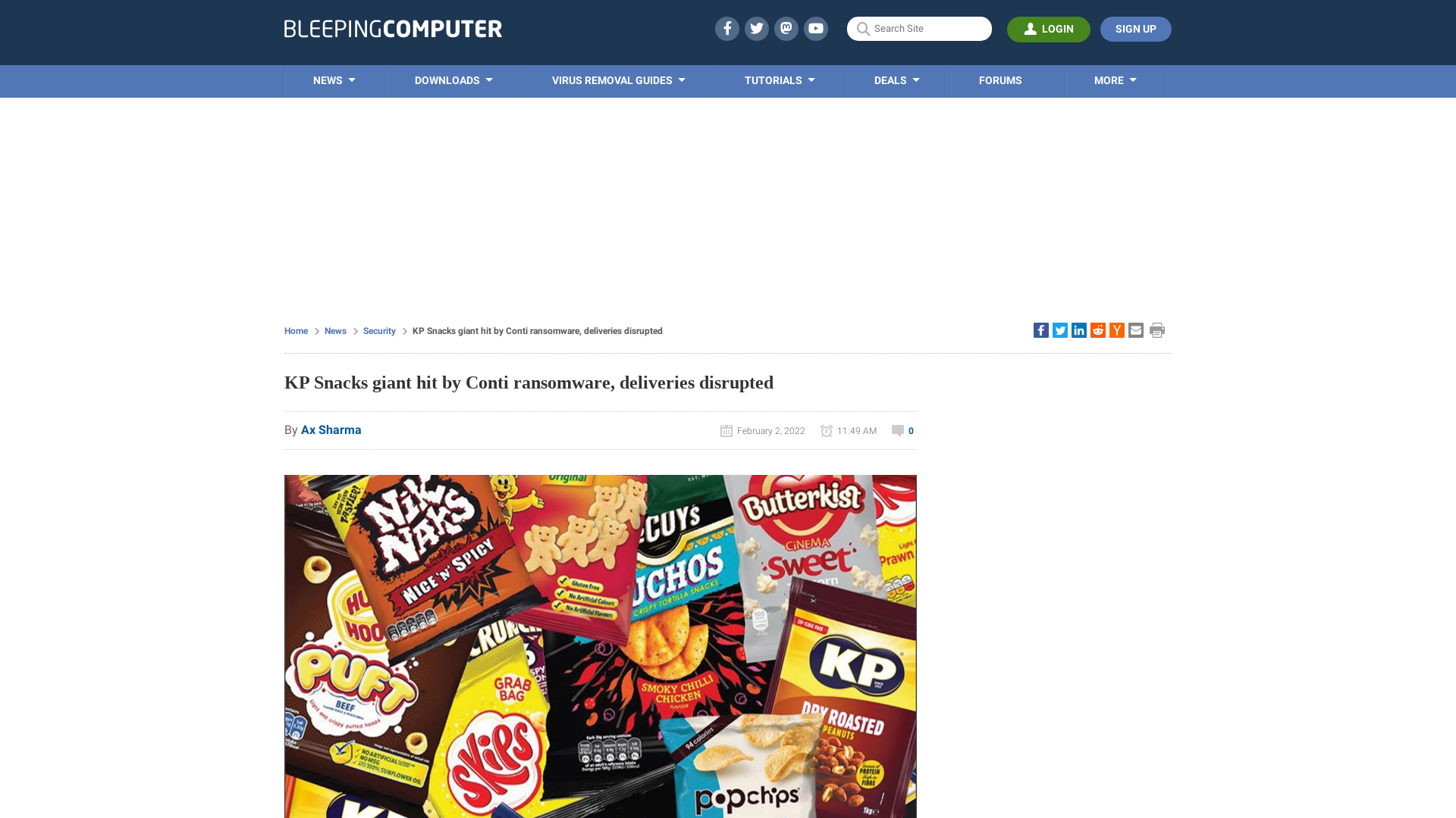 KP Snacks giant hit by Conti ransomware, deliveries disrupted