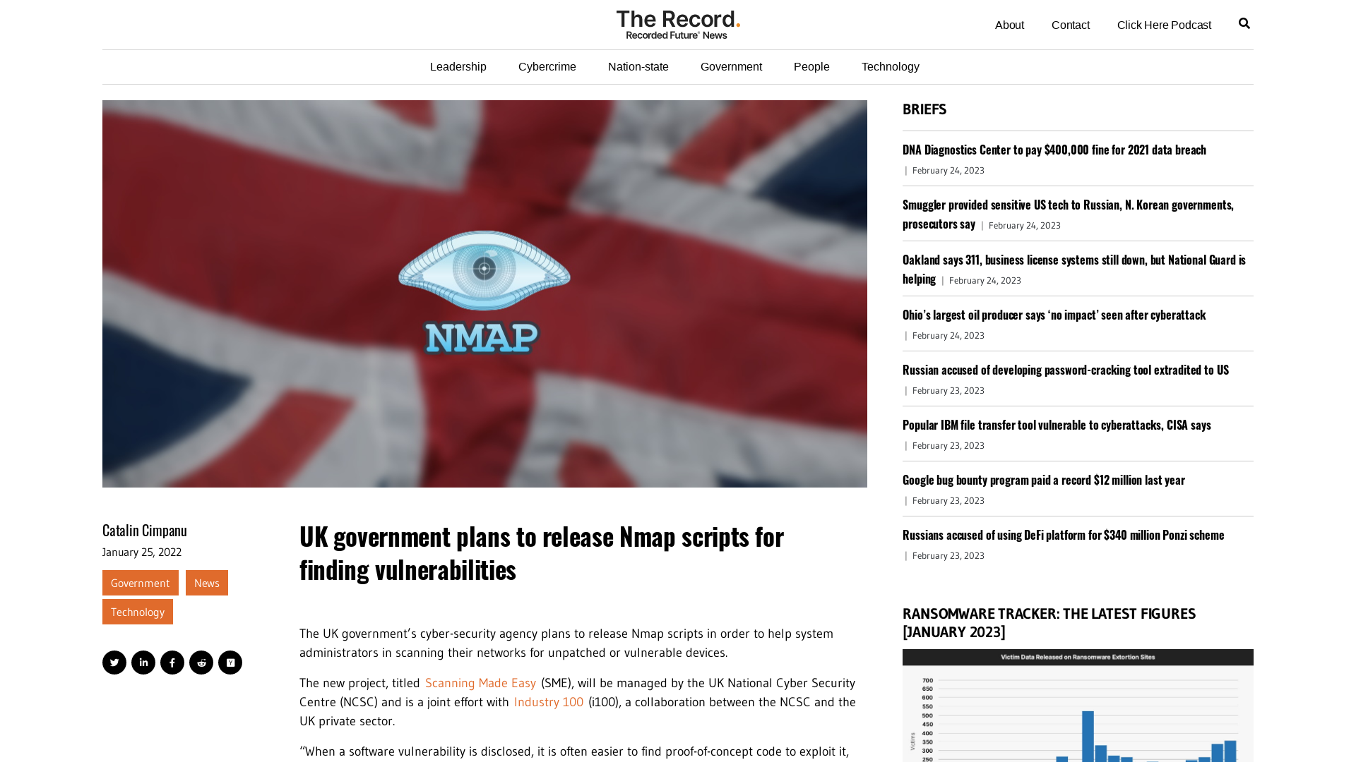 UK government plans to release Nmap scripts for finding vulnerabilities - The Record from Recorded Future News