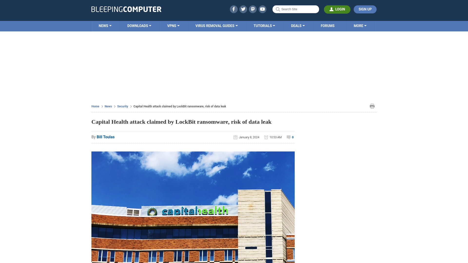 Capital Health attack claimed by LockBit ransomware, risk of data leak