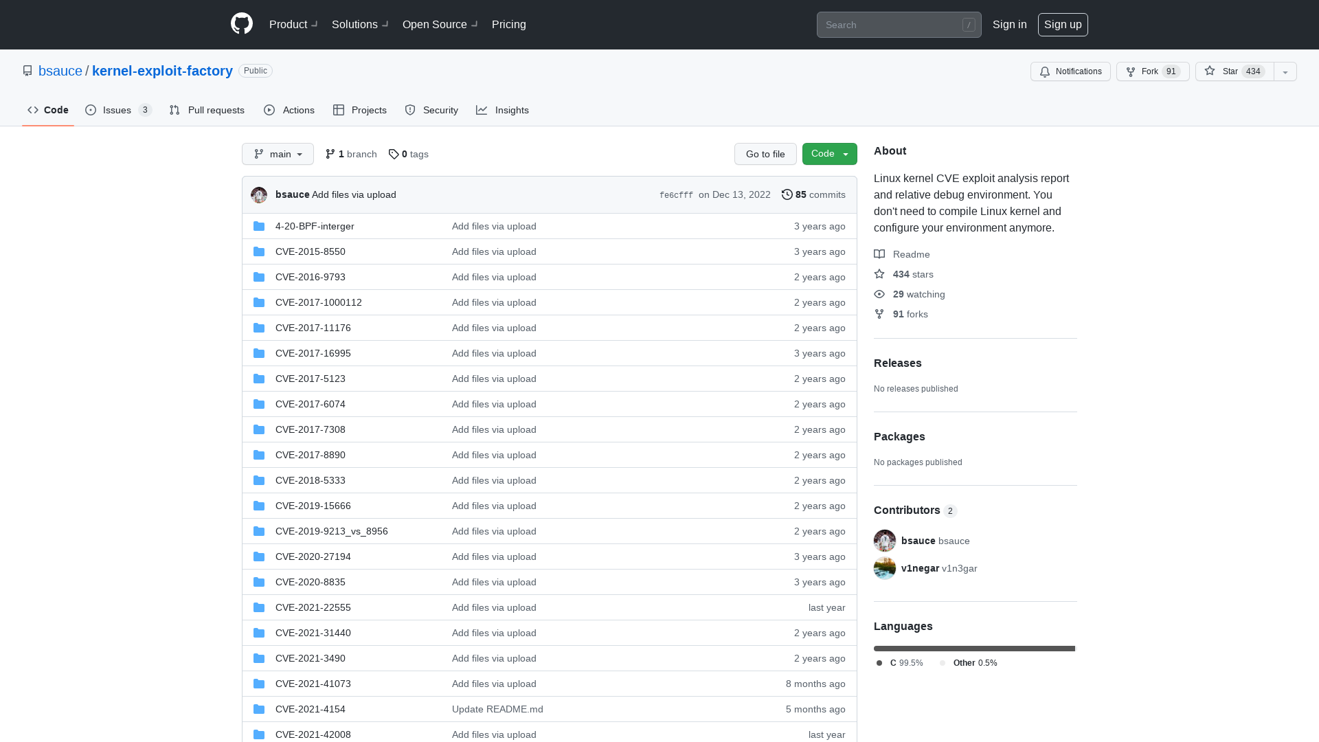 GitHub - bsauce/kernel-exploit-factory: Linux kernel CVE exploit analysis report and relative debug environment. You don't need to compile Linux kernel and configure your environment anymore.