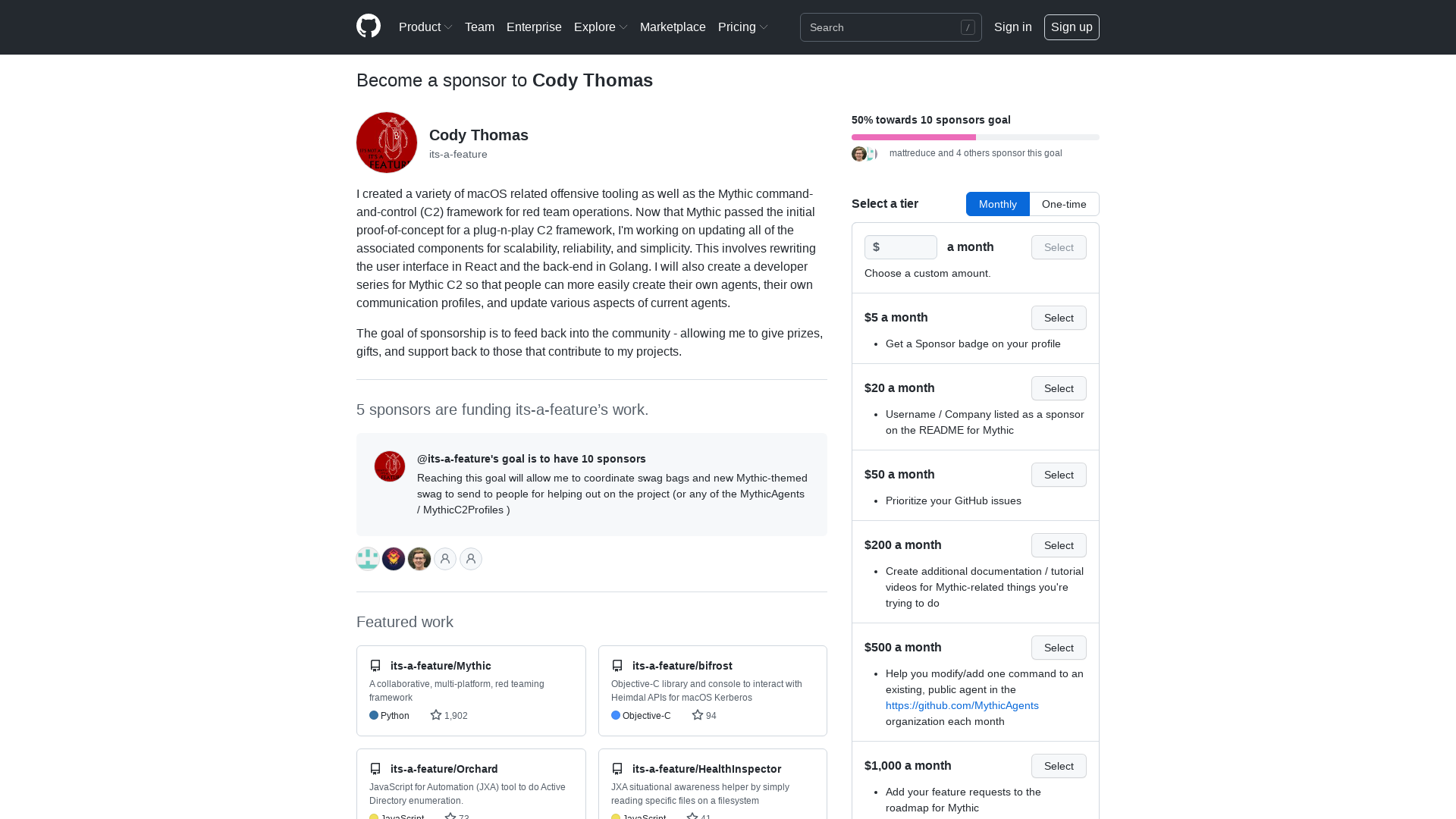 Sponsor @its-a-feature on GitHub Sponsors · GitHub