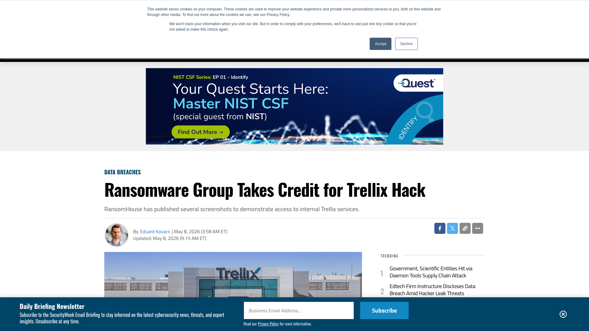 Ransomware Group Takes Credit for Trellix Hack - SecurityWeek
