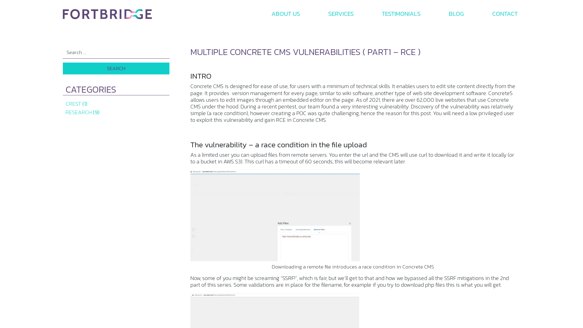 RCE in Concrete CMS