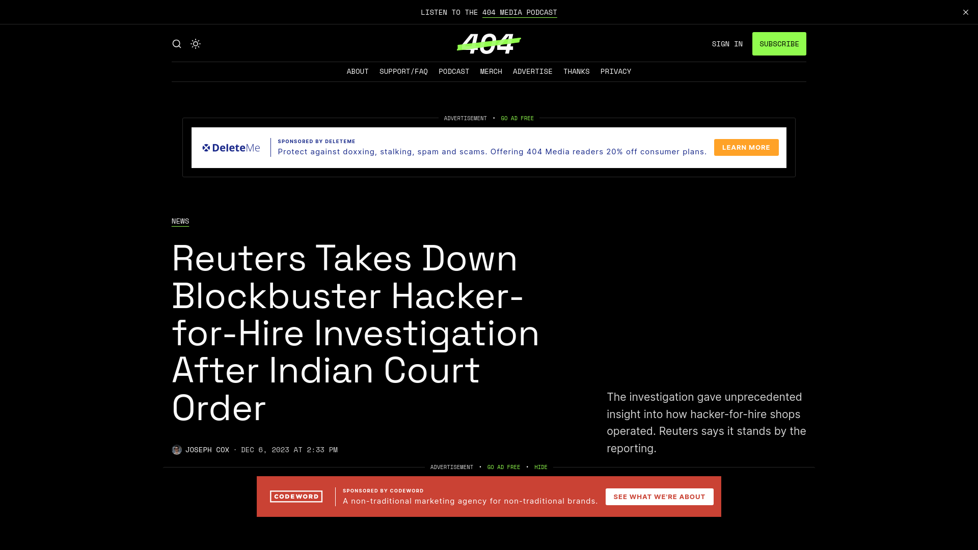 Reuters Takes Down Blockbuster Hacker-for-Hire Investigation After Indian Court Order