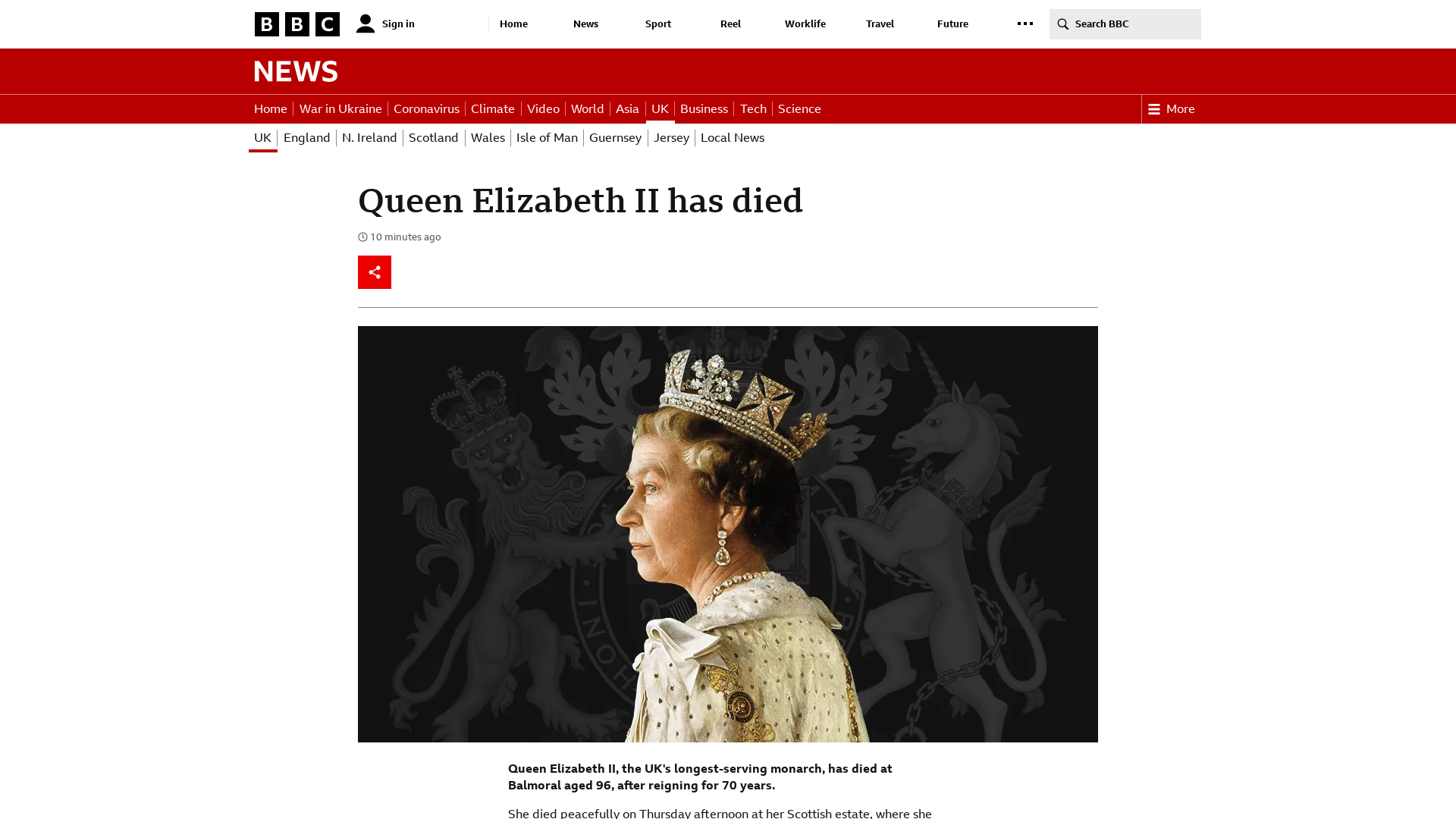 Queen Elizabeth II has died - BBC News