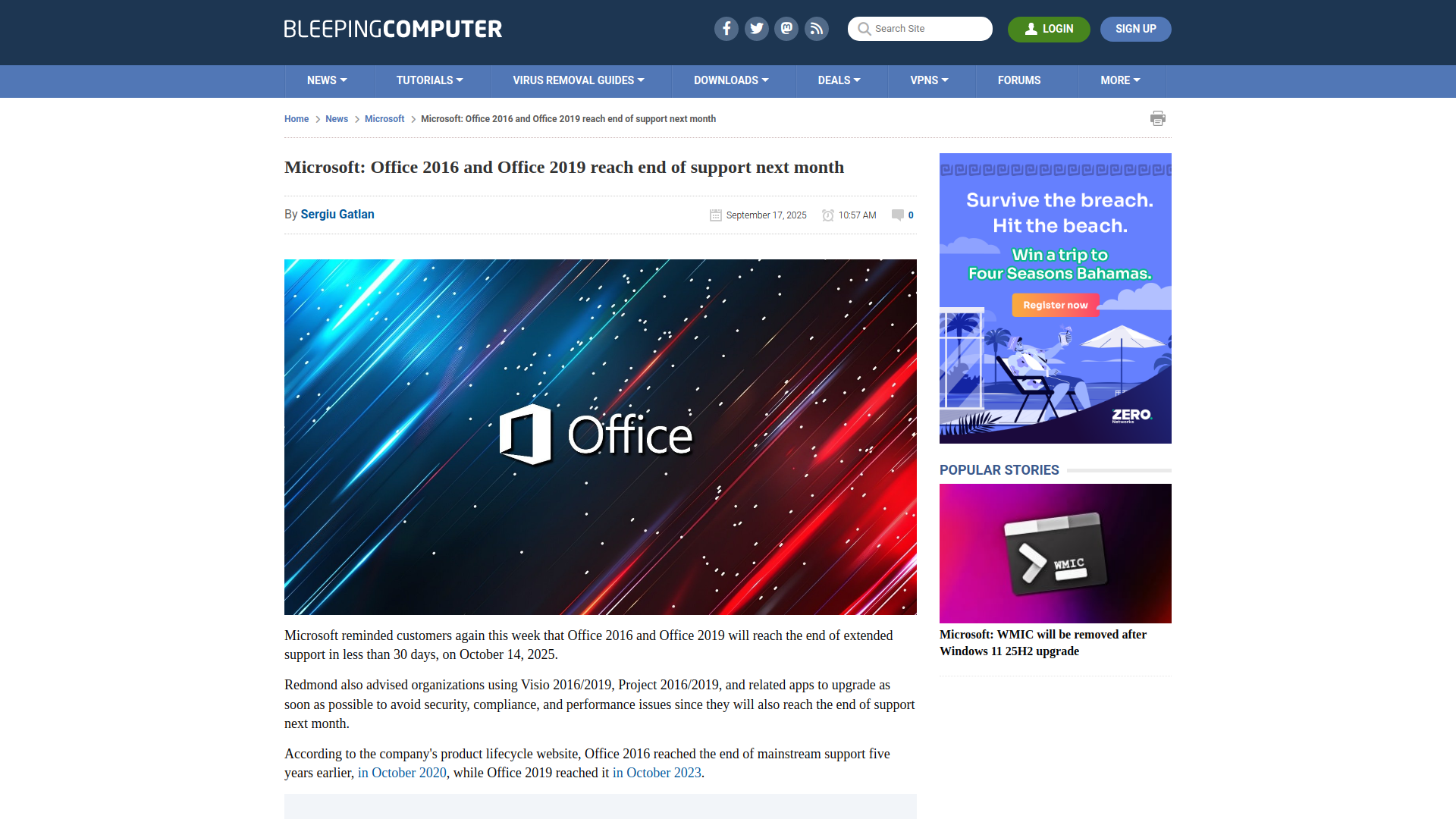Microsoft: Office 2016 and Office 2019 reach end of support next month