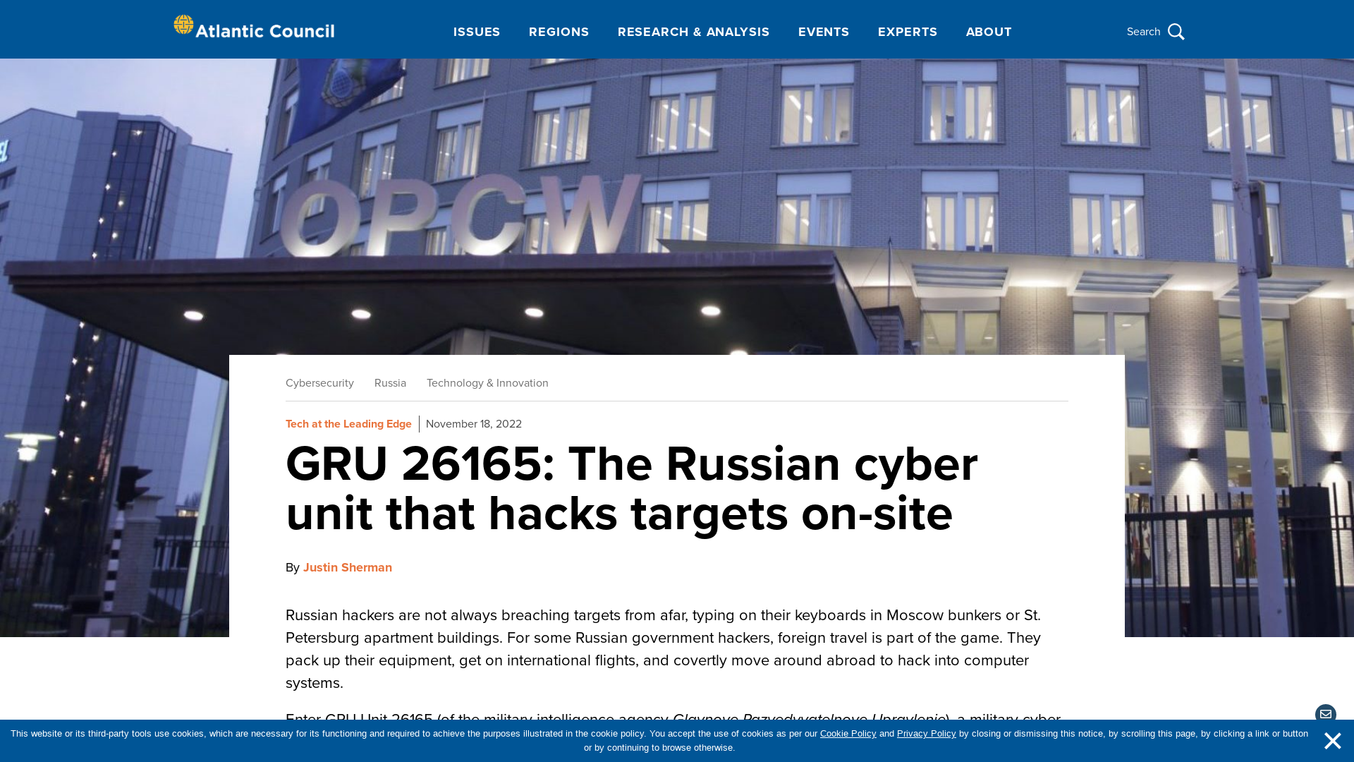 GRU 26165: The Russian cyber unit that hacks targets on-site - Atlantic Council