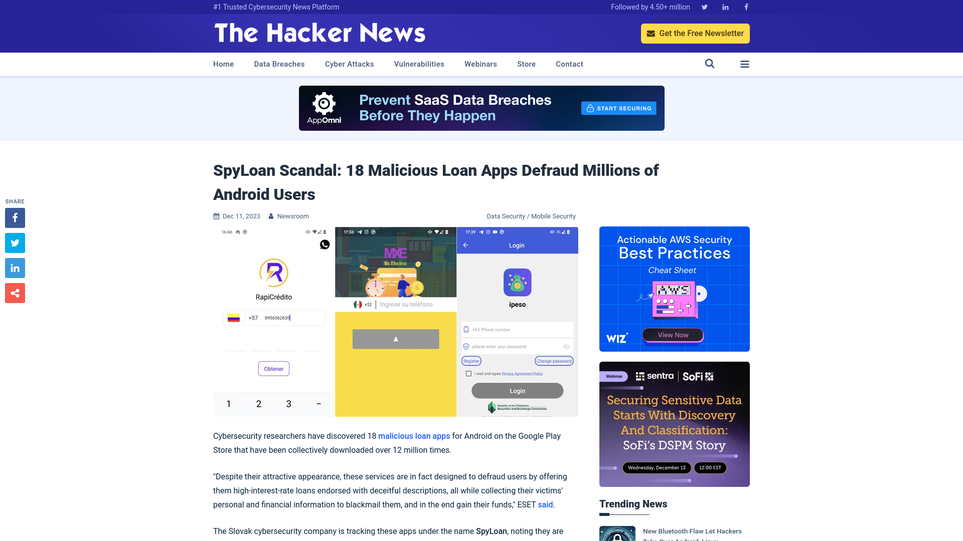 SpyLoan Scandal: 18 Malicious Loan Apps Defraud Millions of Android Users