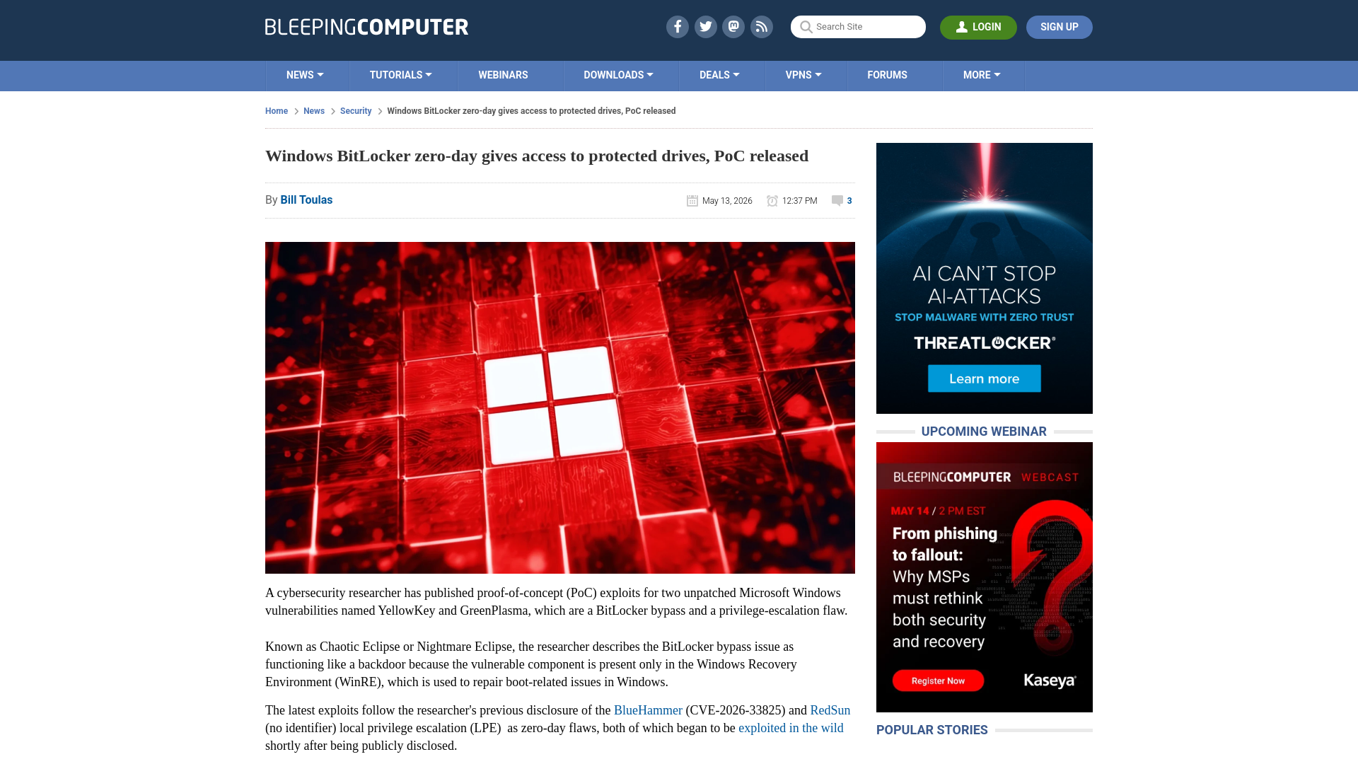 Windows BitLocker zero-day gives access to protected drives, PoC released