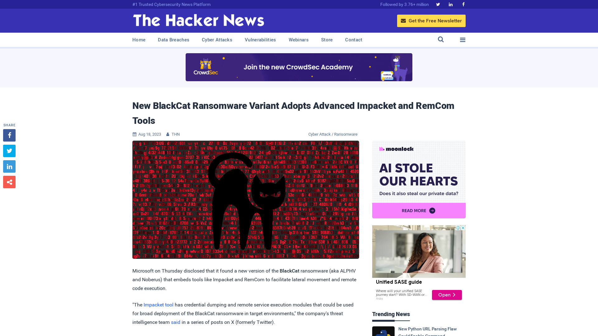 New BlackCat Ransomware Variant Adopts Advanced Impacket and RemCom Tools