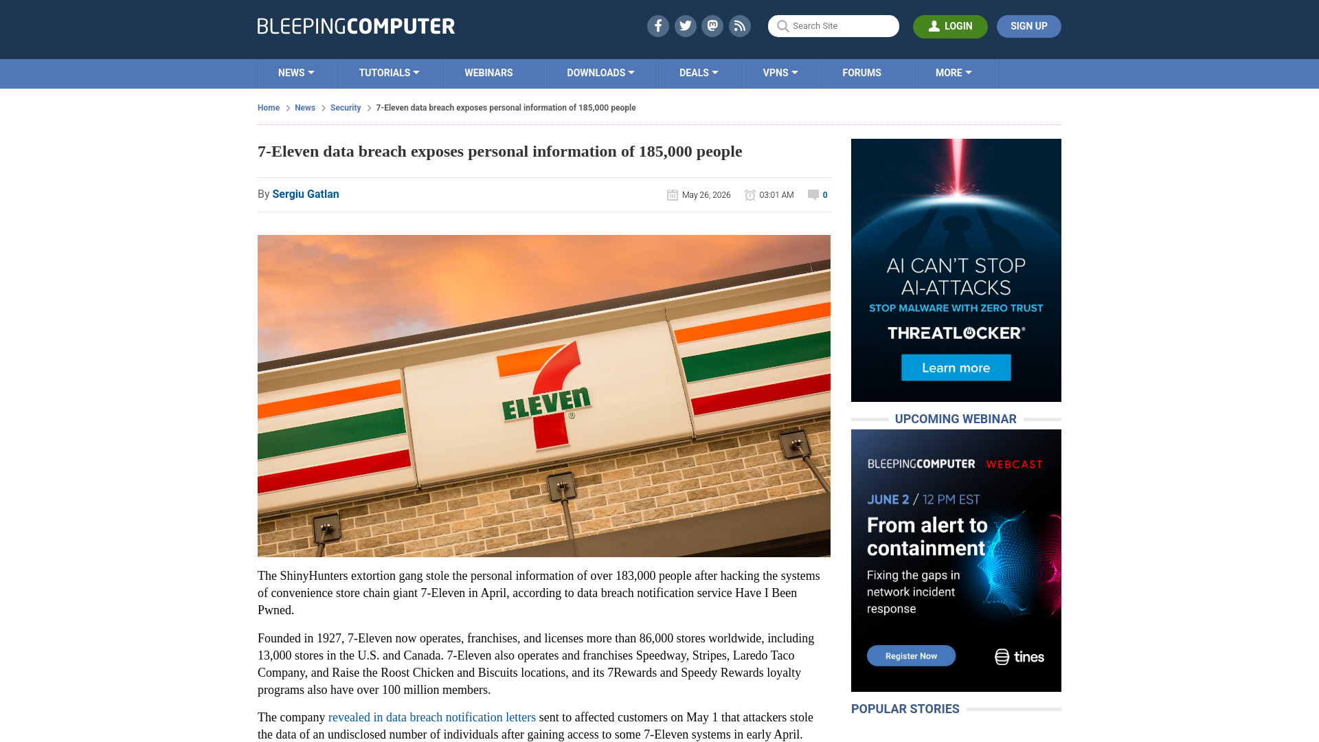 7-Eleven data breach exposes personal information of 185,000 people