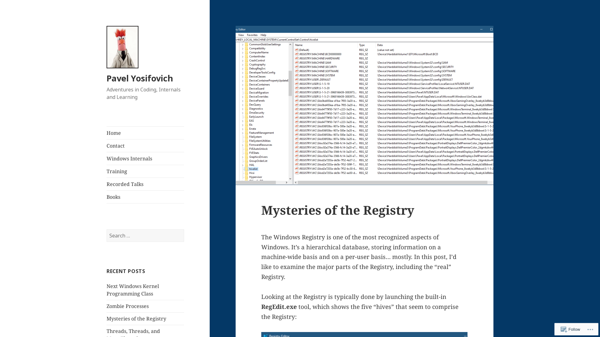 Mysteries of the Registry – Pavel Yosifovich