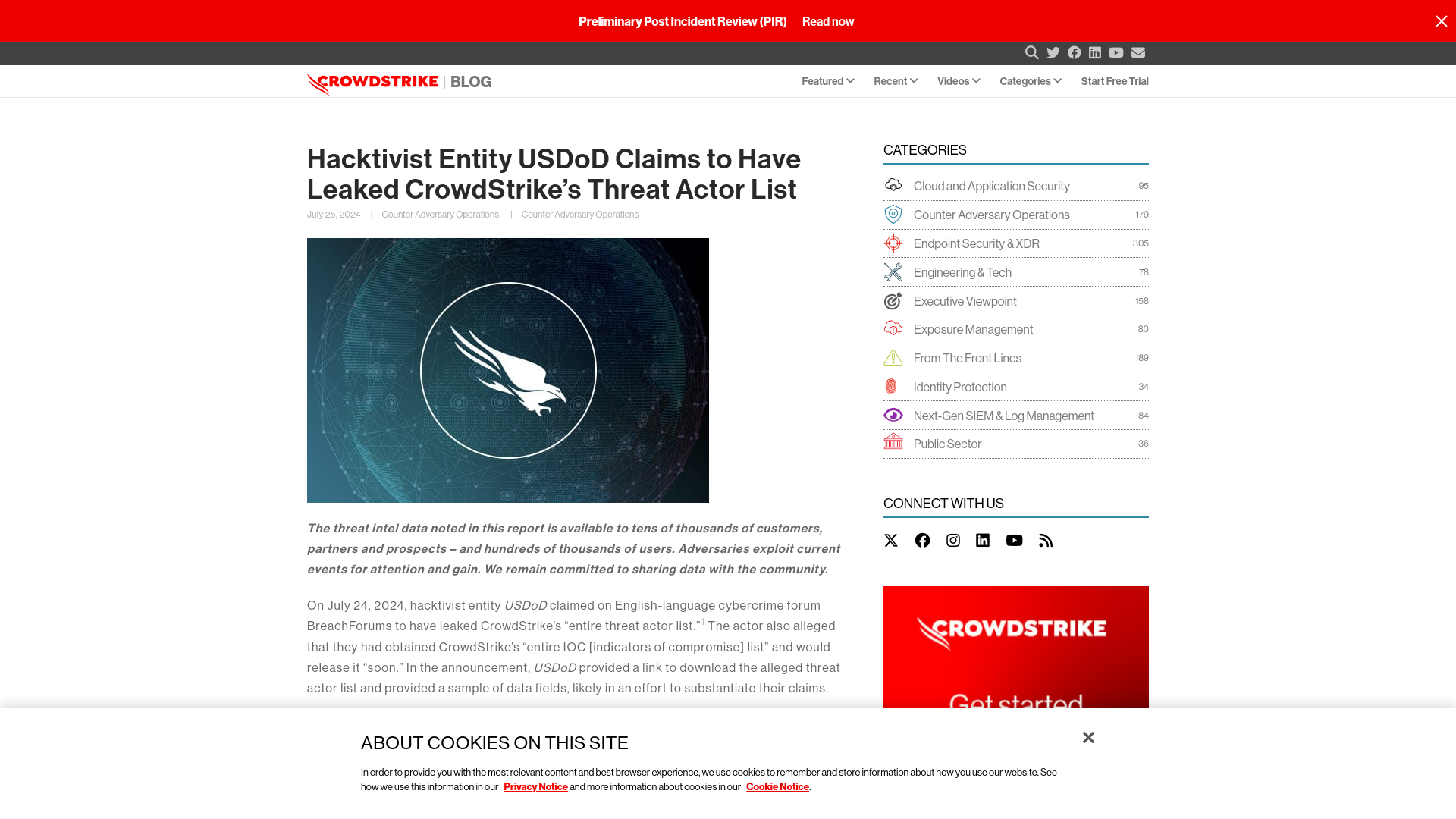 Hacktivist Entity USDoD Claims to Have Leaked CrowdStrike’s Threat Actor List