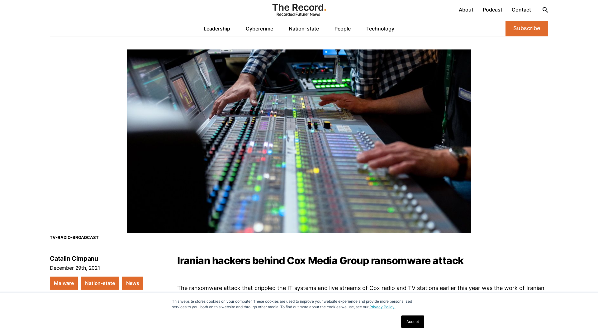 Iranian hackers behind Cox Media Group ransomware attack