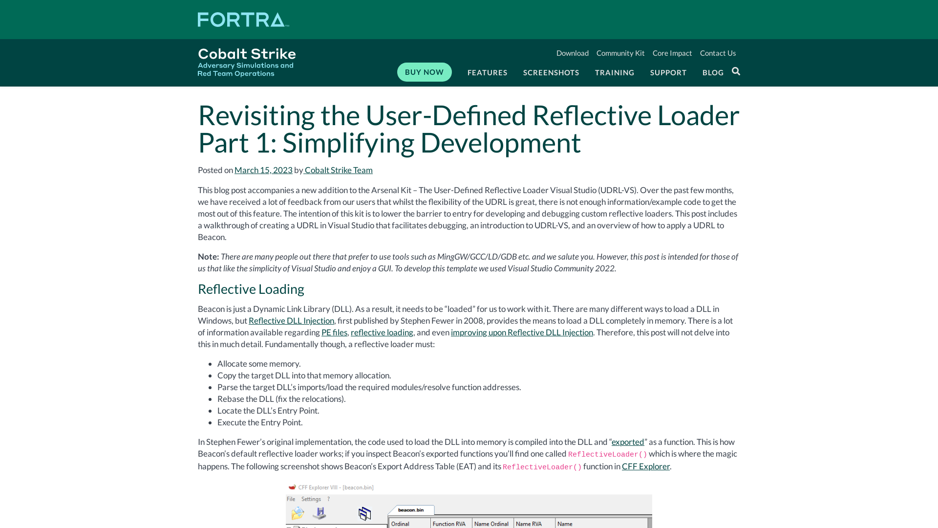 Revisiting the User-Defined Reflective Loader Part 1: Simplifying Development | Cobalt Strike