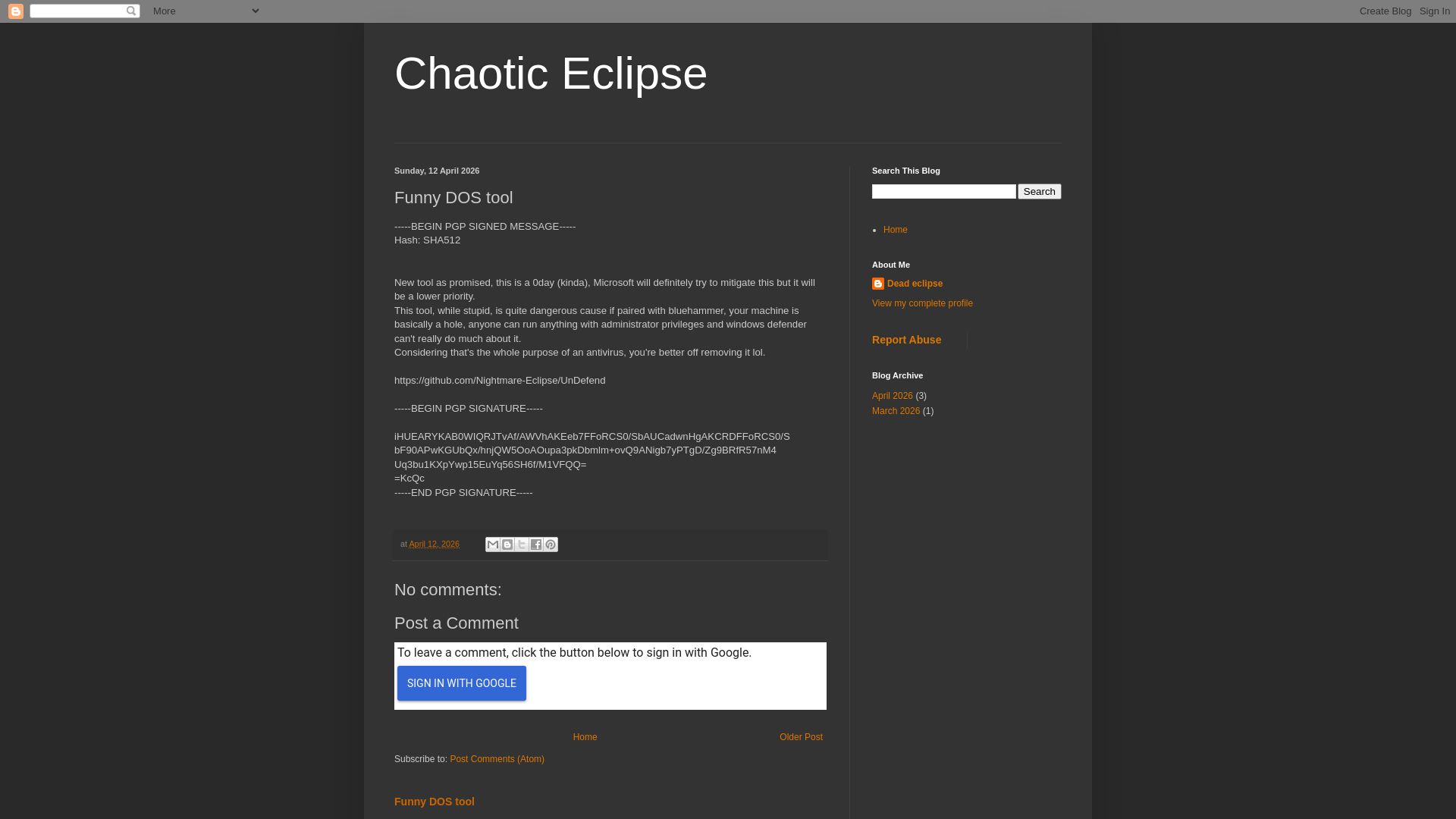 Chaotic Eclipse: Funny DOS tool
