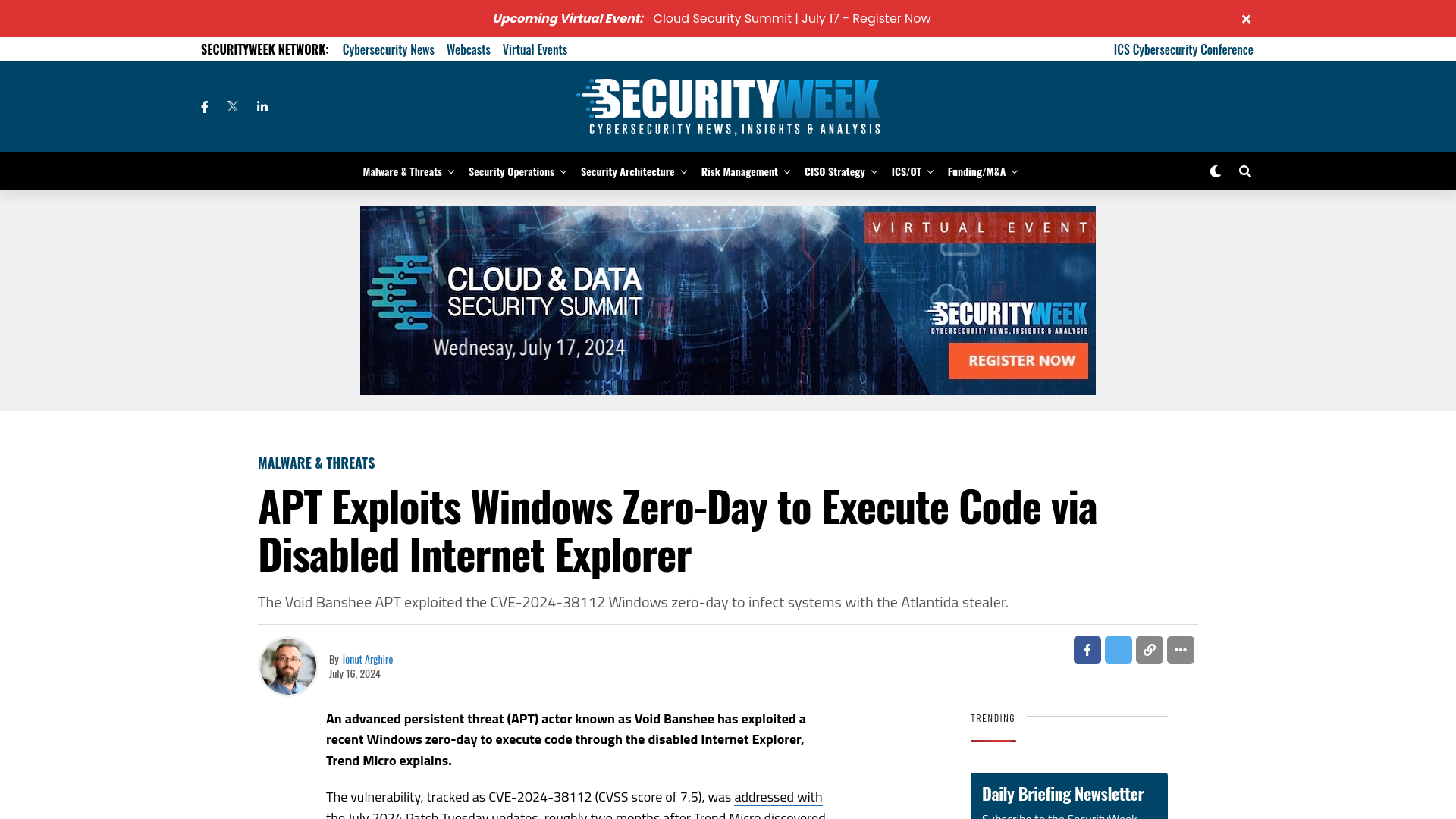 APT Exploits Windows Zero-Day to Execute Code via Disabled Internet Explorer - SecurityWeek