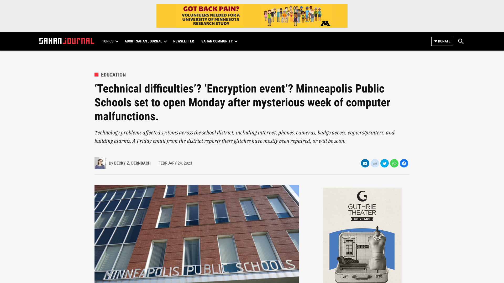 Classes resume Monday after ‘encryption event’ in Minneapolis schools