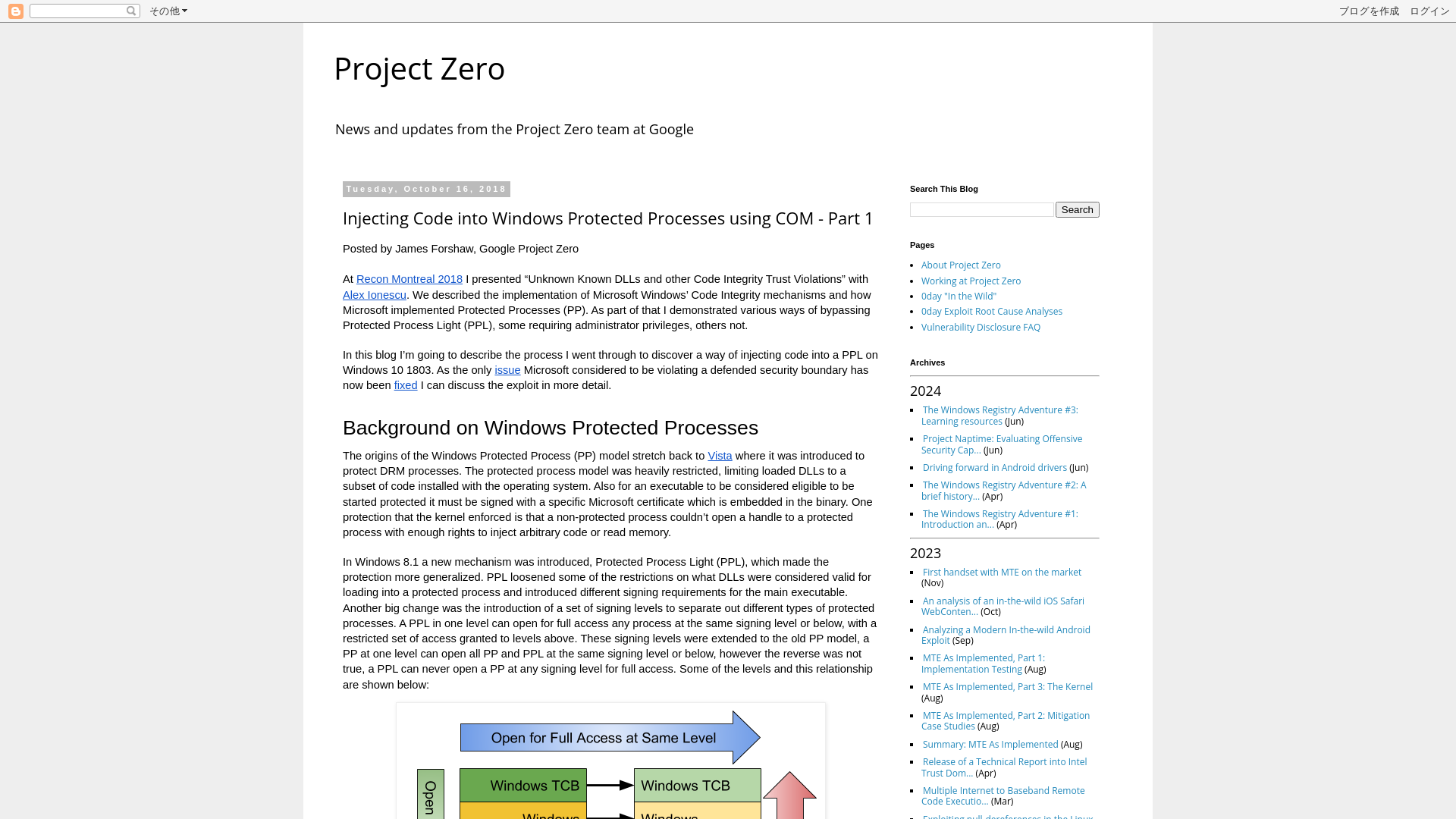 Project Zero: Injecting Code into Windows Protected Processes using COM - Part 1