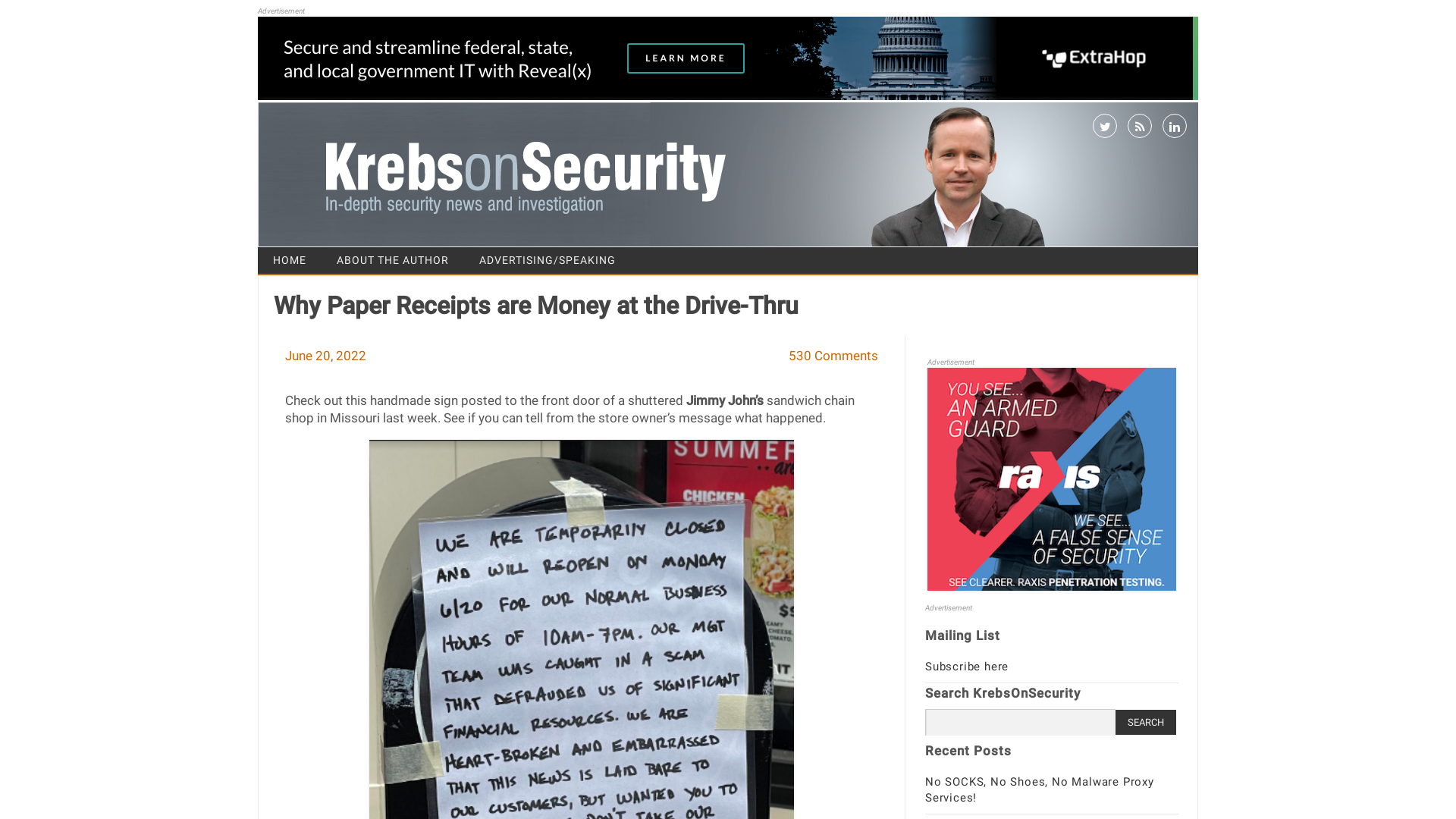 Why Paper Receipts are Money at the Drive-Thru – Krebs on Security