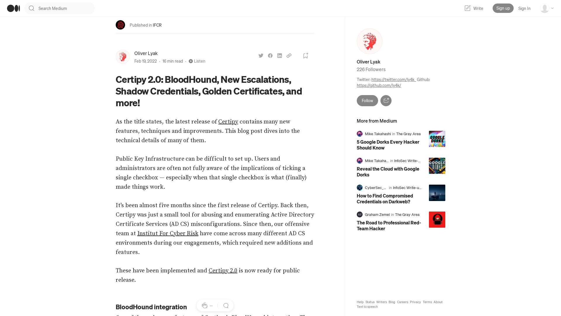 Certipy 2.0: BloodHound, New Escalations, Shadow Credentials, Golden Certificates, and more! | by Oliver Lyak | IFCR