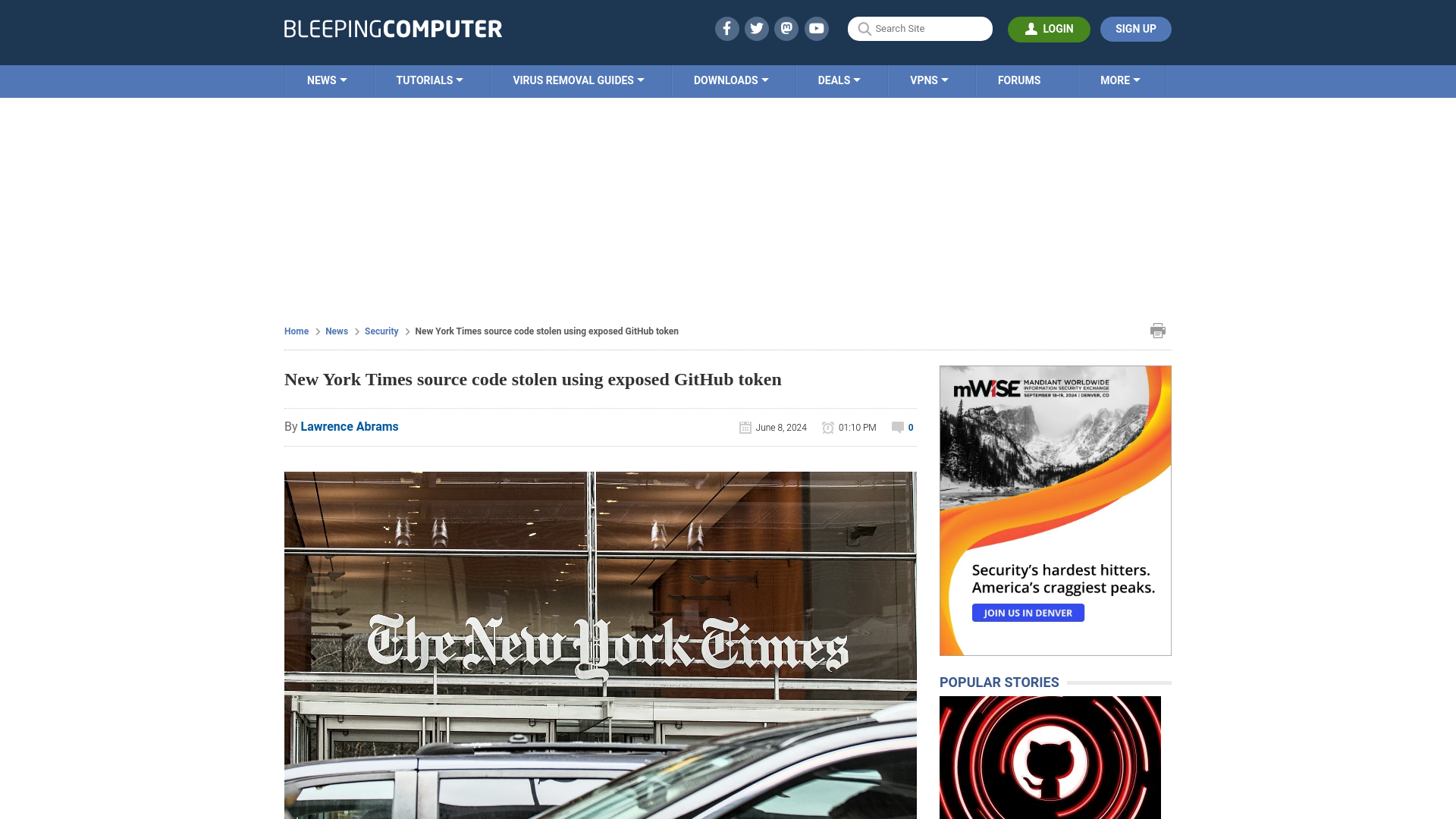 New York Times source code stolen using exposed GitHub token