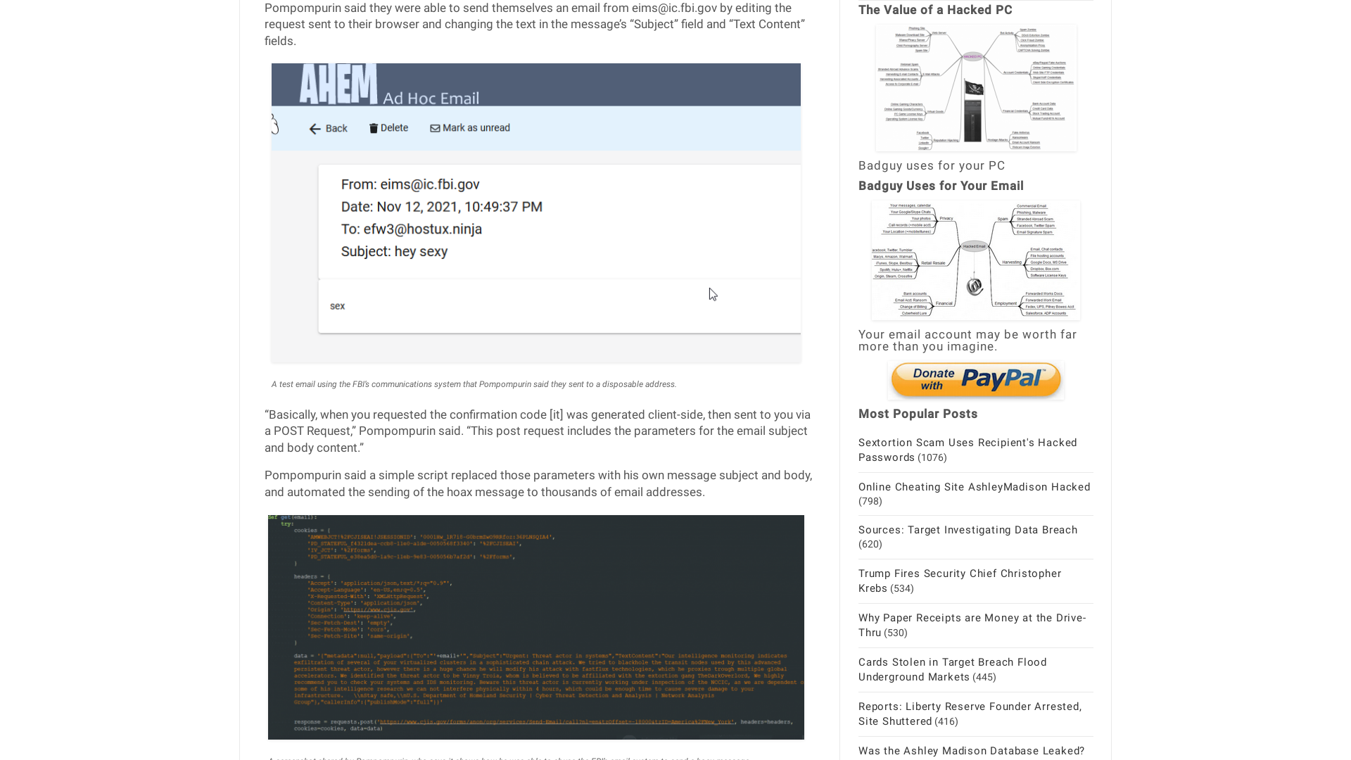Hoax Email Blast Abused Poor Coding in FBI Website – Krebs on Security