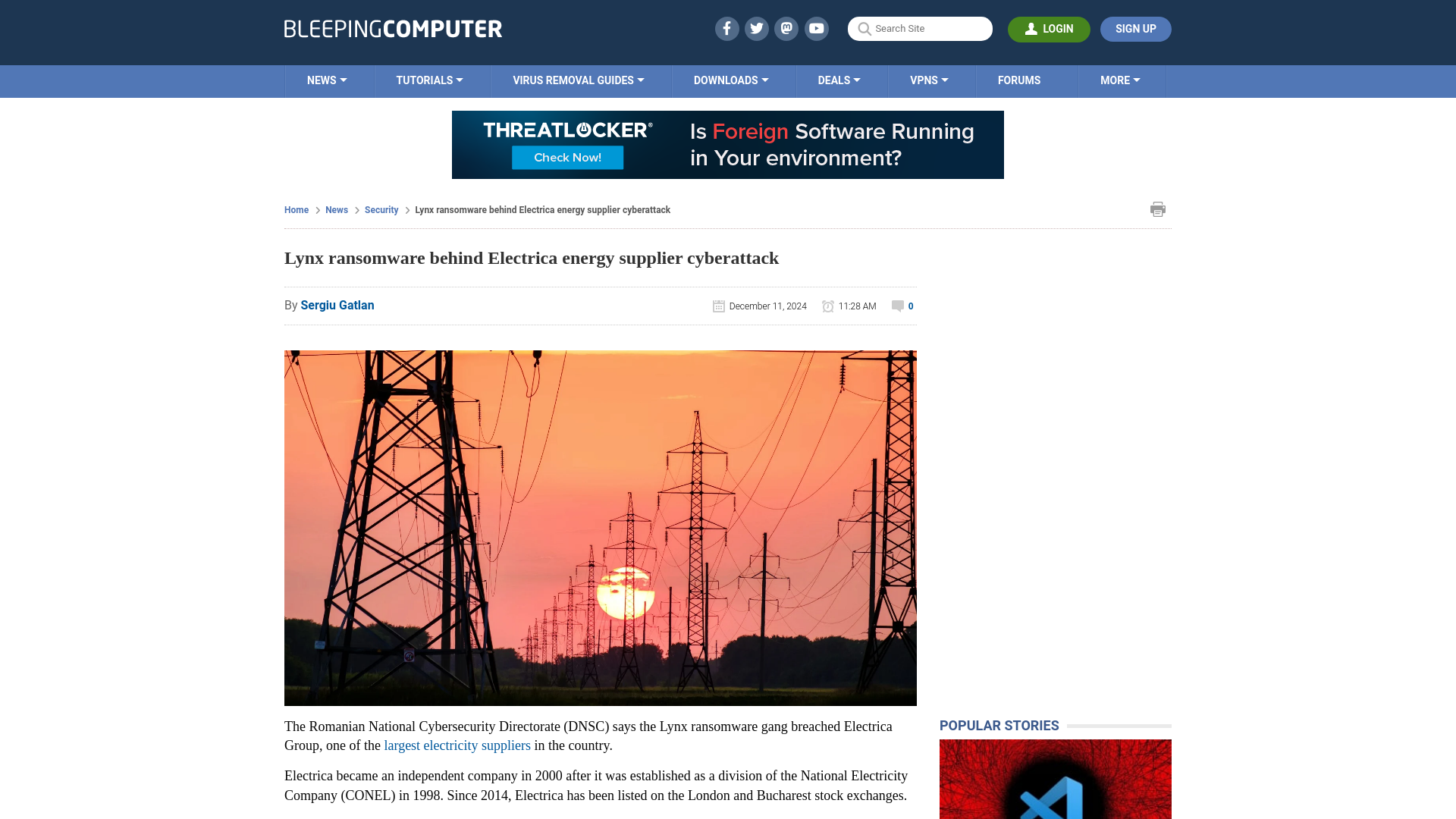 Lynx ransomware behind Electrica energy supplier cyberattack