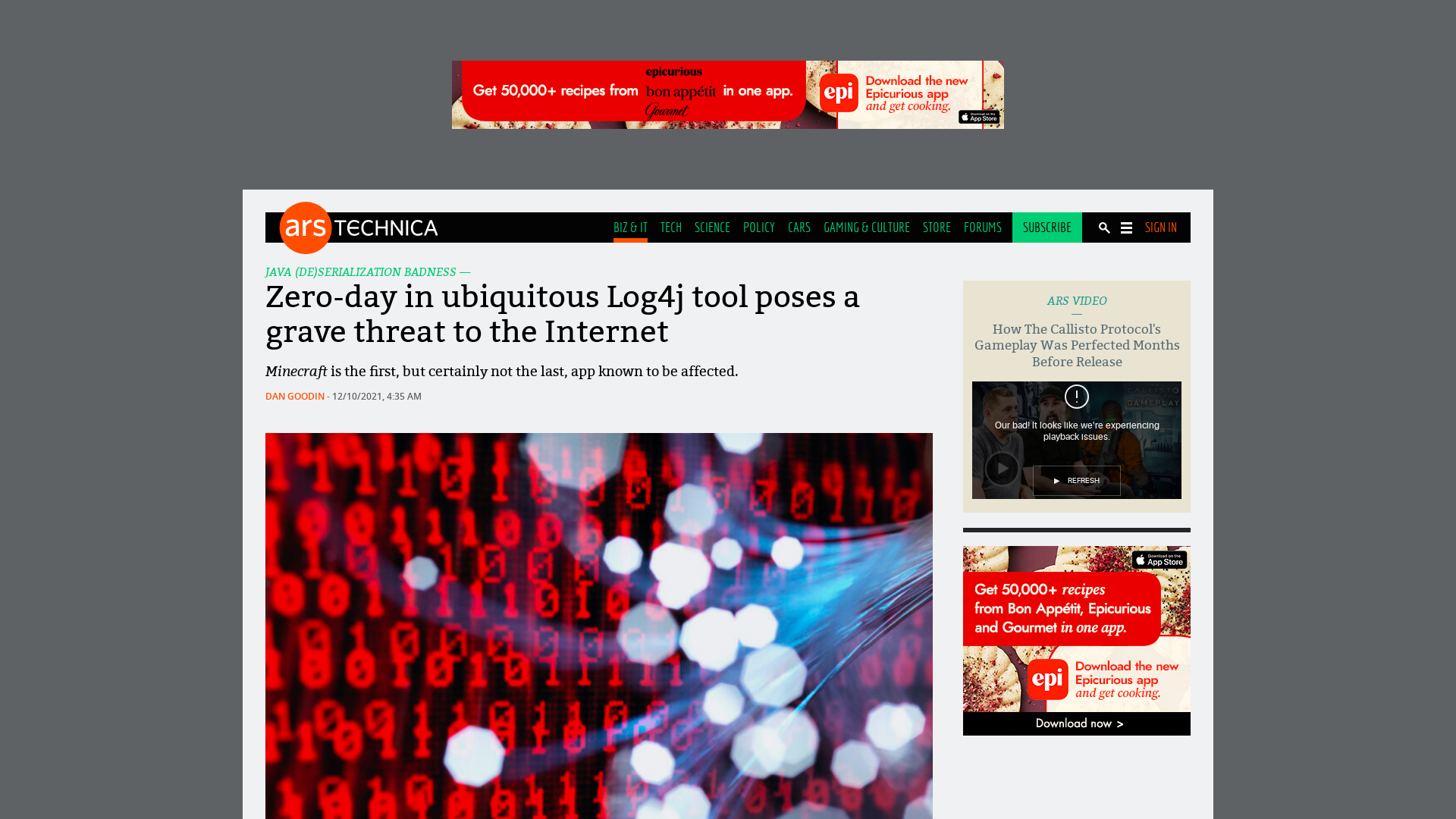 Zero-day in ubiquitous Log4j tool poses a grave threat to the Internet | Ars Technica