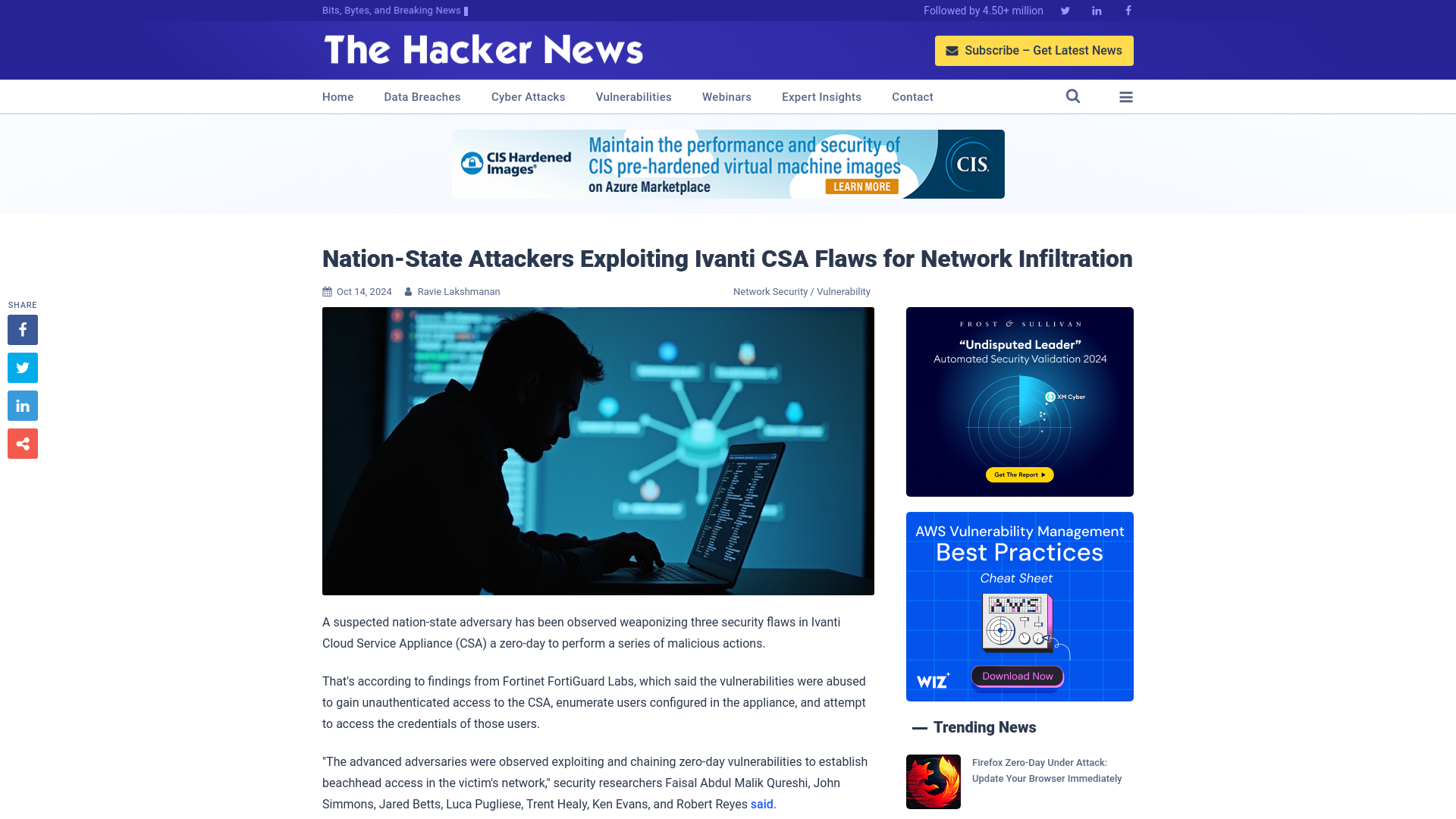 Nation-State Attackers Exploiting Ivanti CSA Flaws for Network Infiltration