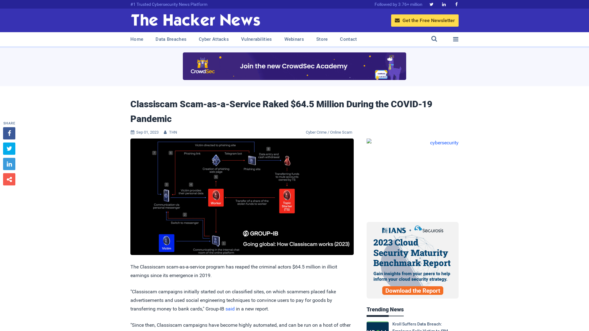 Classiscam Scam-as-a-Service Raked $64.5 Million During the COVID-19 Pandemic