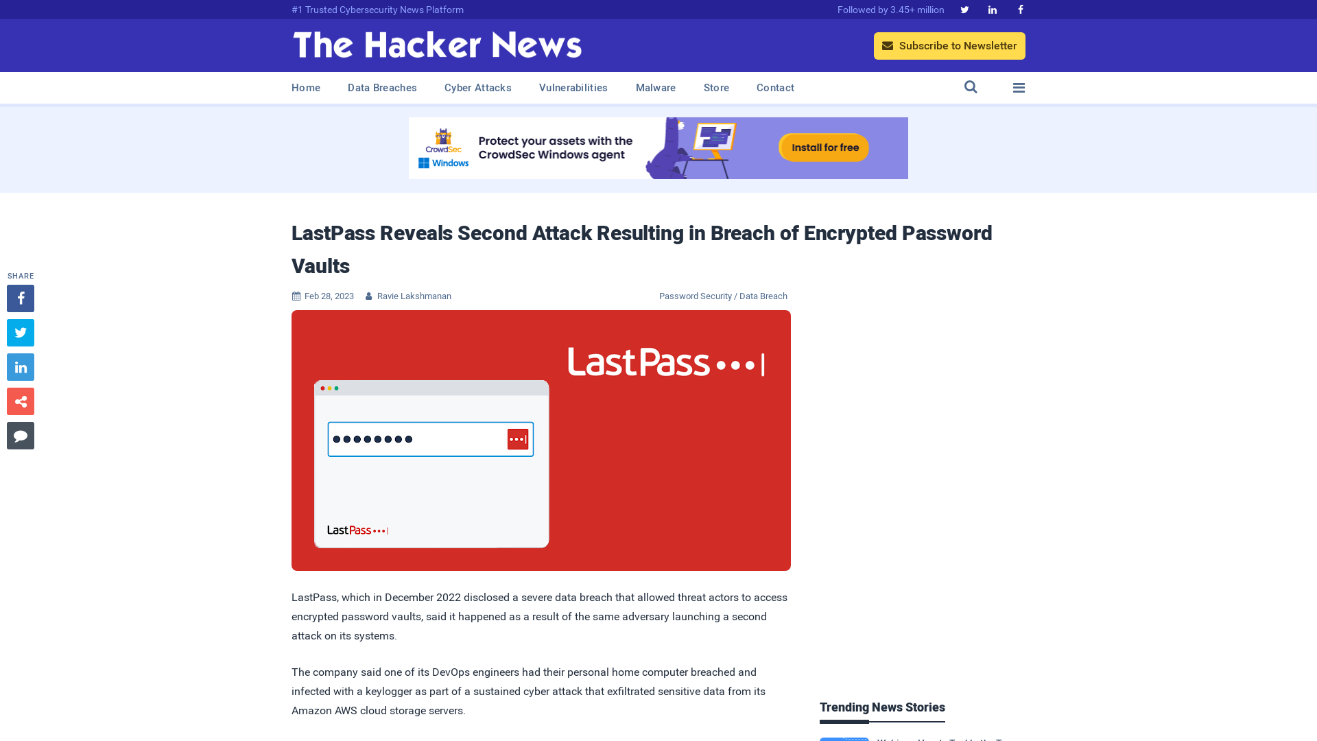 LastPass Reveals Second Attack Resulting in Breach of Encrypted Password Vaults