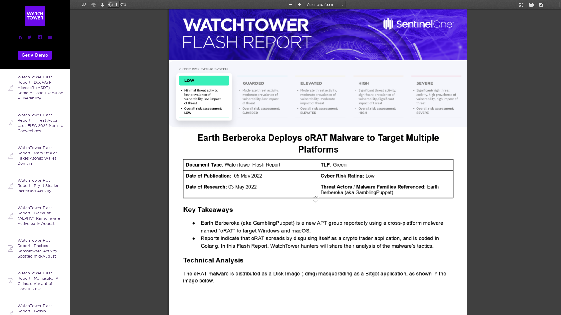 WatchTower Flash Report | oRAT Malware
