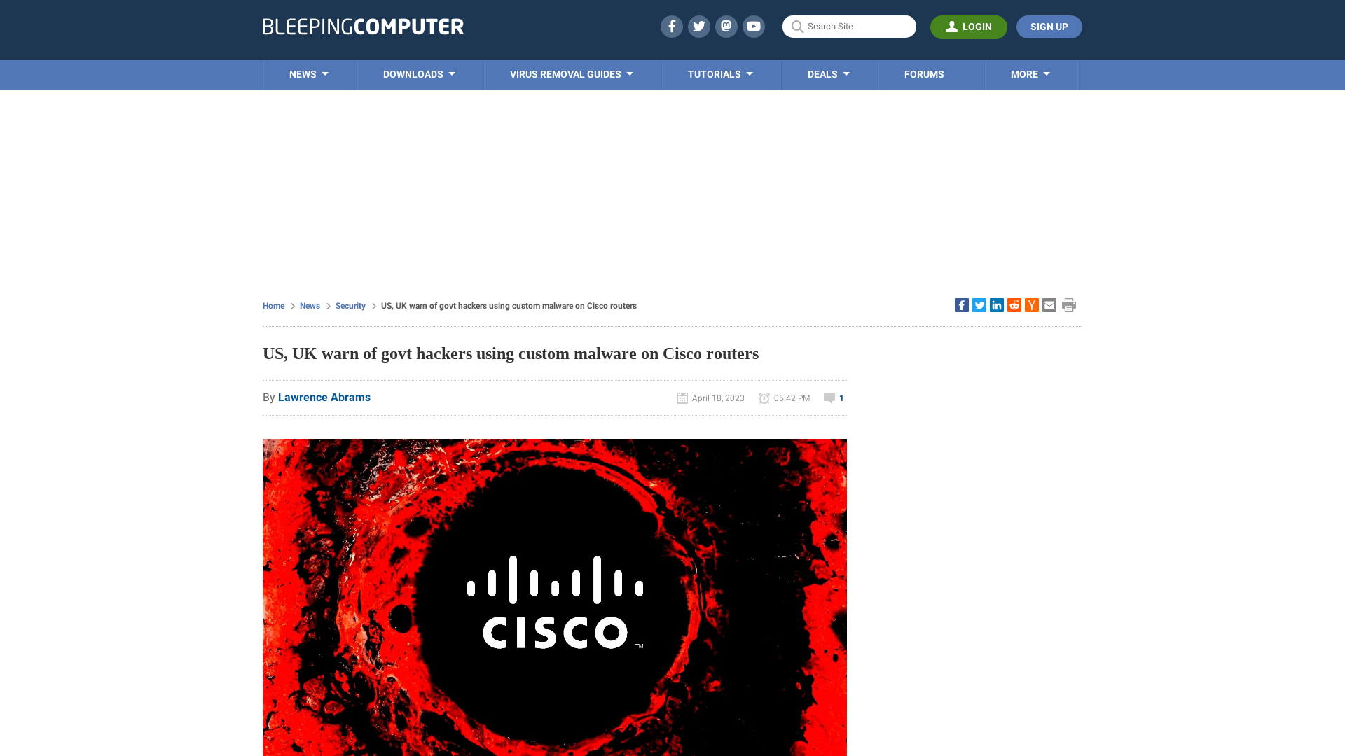 US, UK warn of govt hackers using custom malware on Cisco routers