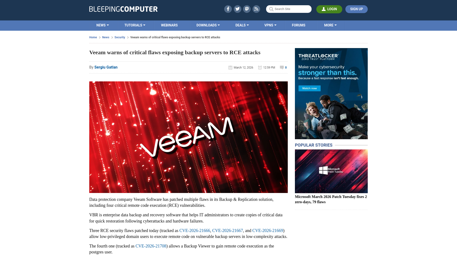 Veeam warns of critical flaws exposing backup servers to RCE attacks