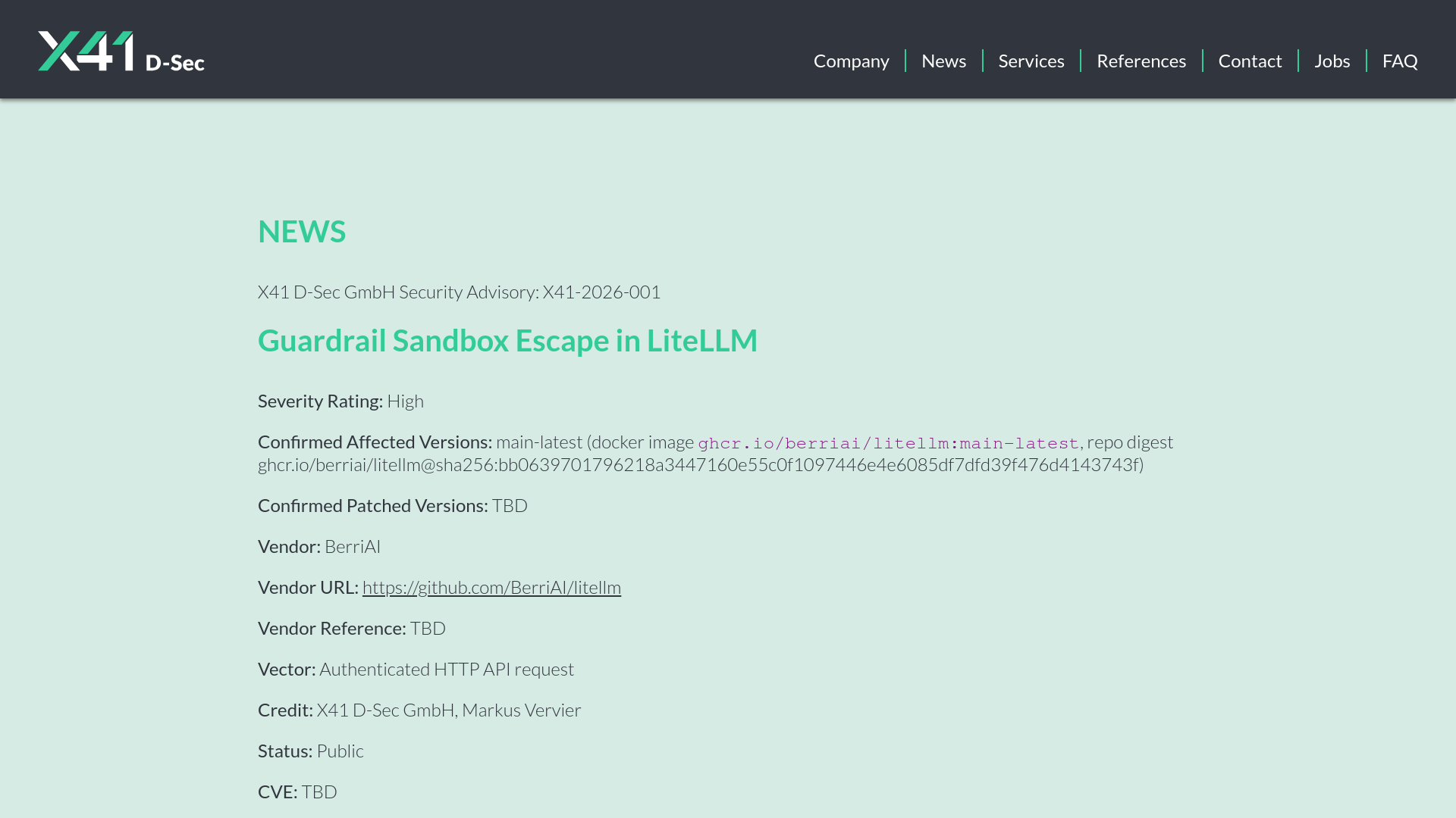 Advisory X41-2026-001: Guardrail Sandbox Escape in LiteLLM | X41 D-Sec - Penetration Tests and Source Code Audits